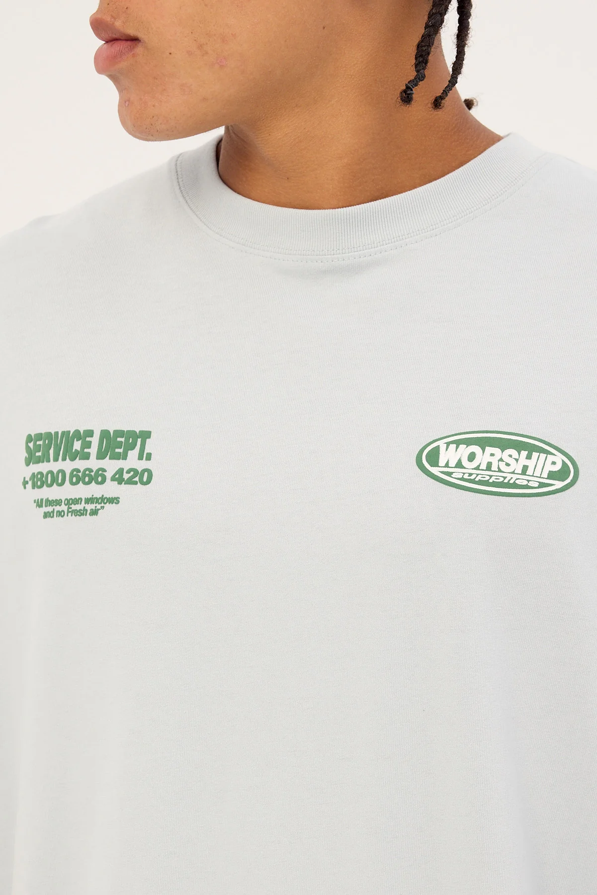 Worship Department Oversize Cropped Tee Grey - Image 6