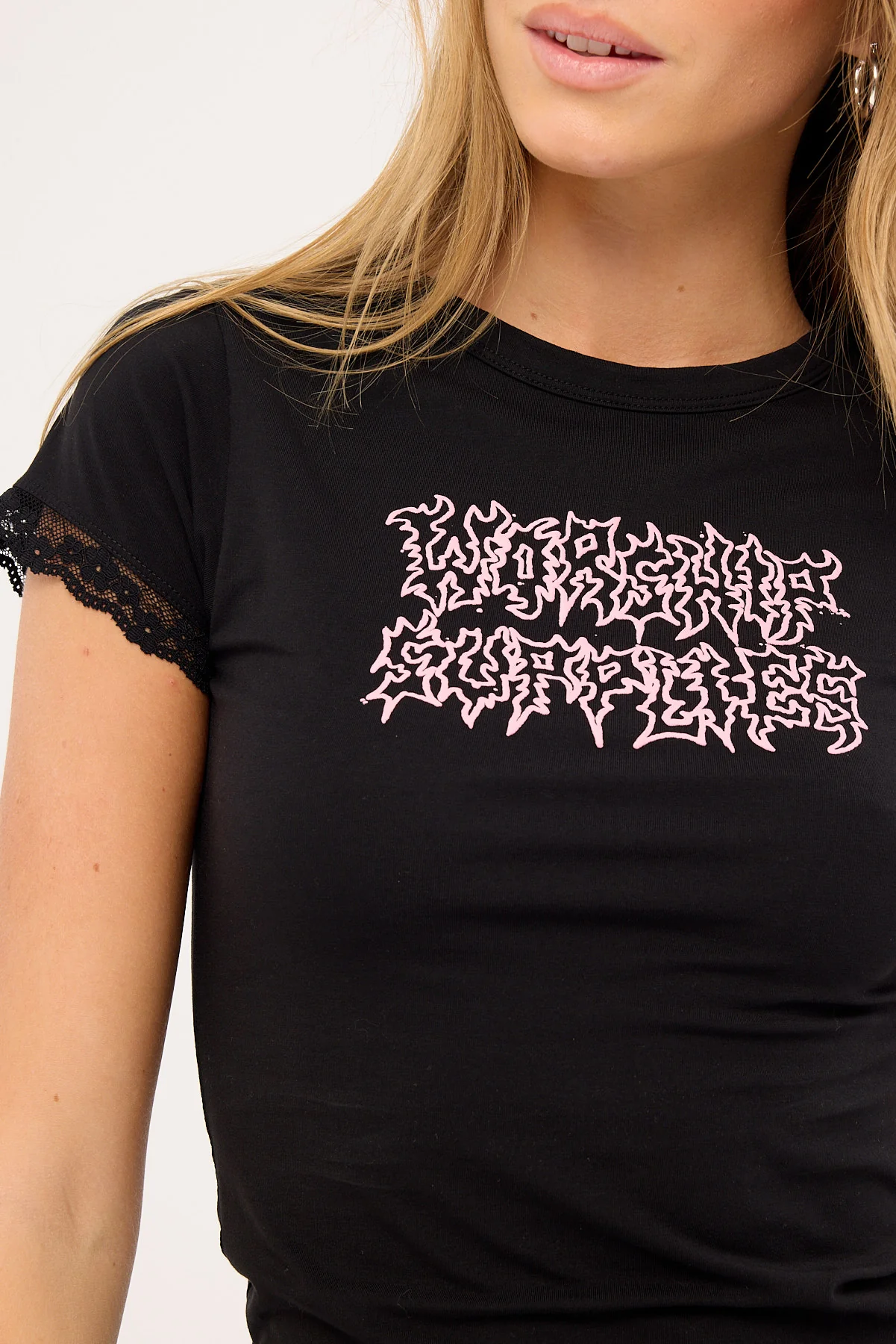 Worship Enough Cap Sleeve Tee Black - Image 3