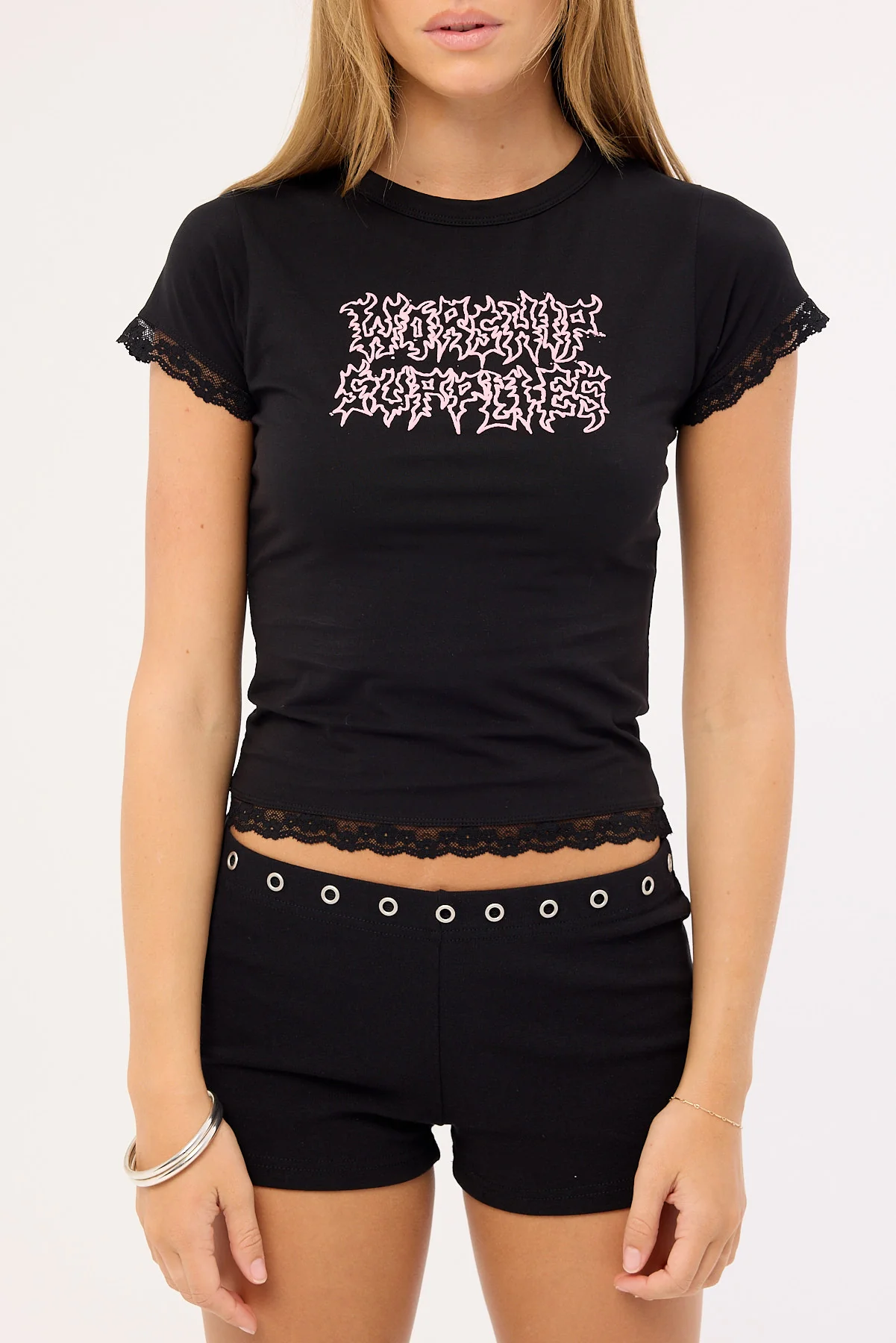 Worship Enough Cap Sleeve Tee Black - Image 6