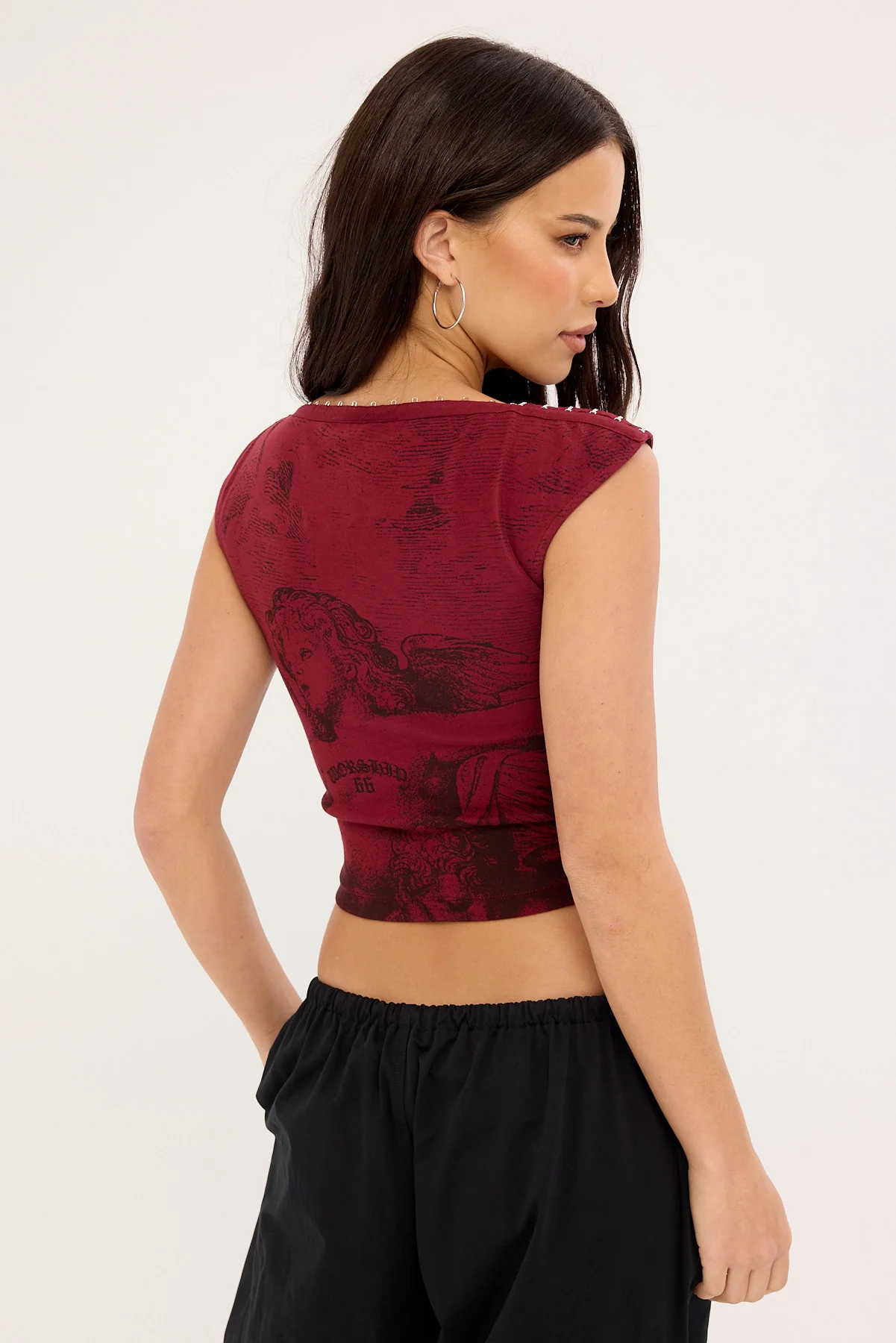 Worship Entwine Boat Neck Top Deep Cherry - Image 5