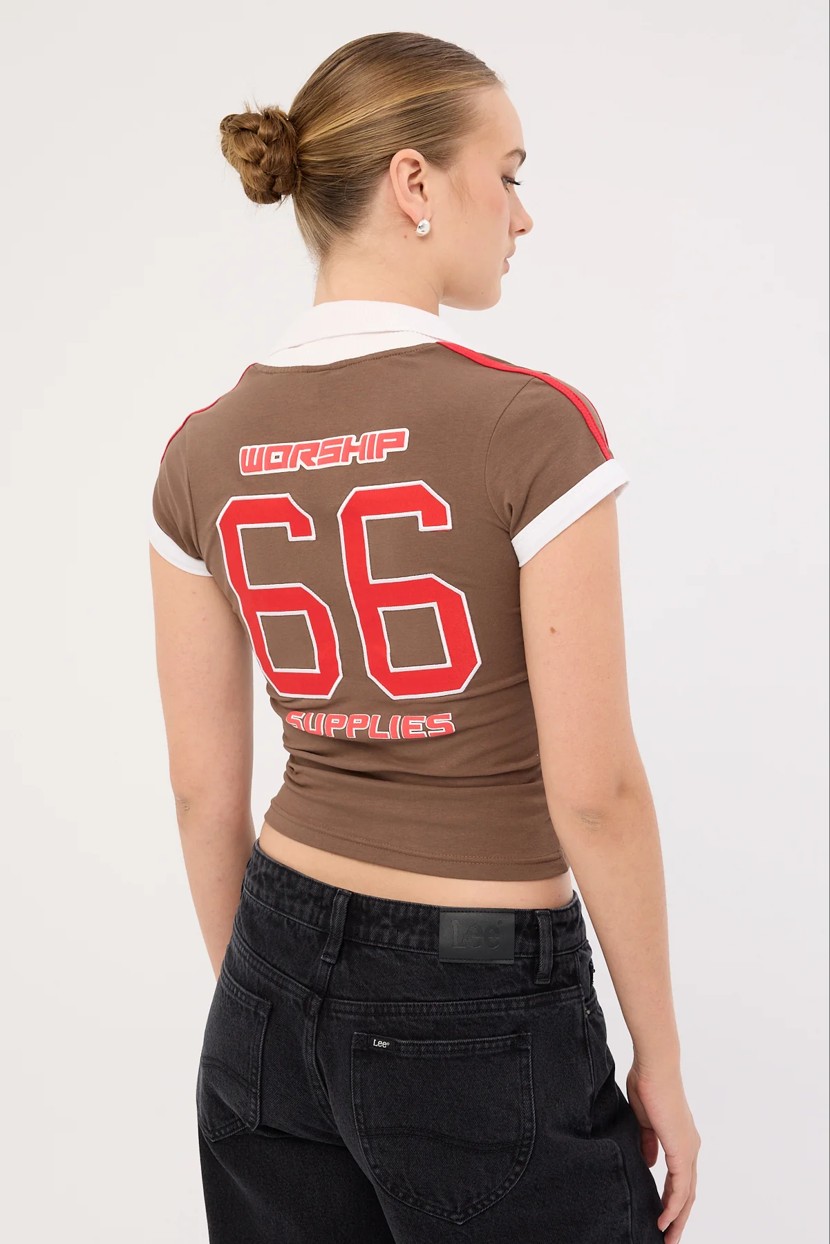 Worship Football Baby Polo Brown/Red - Image 5