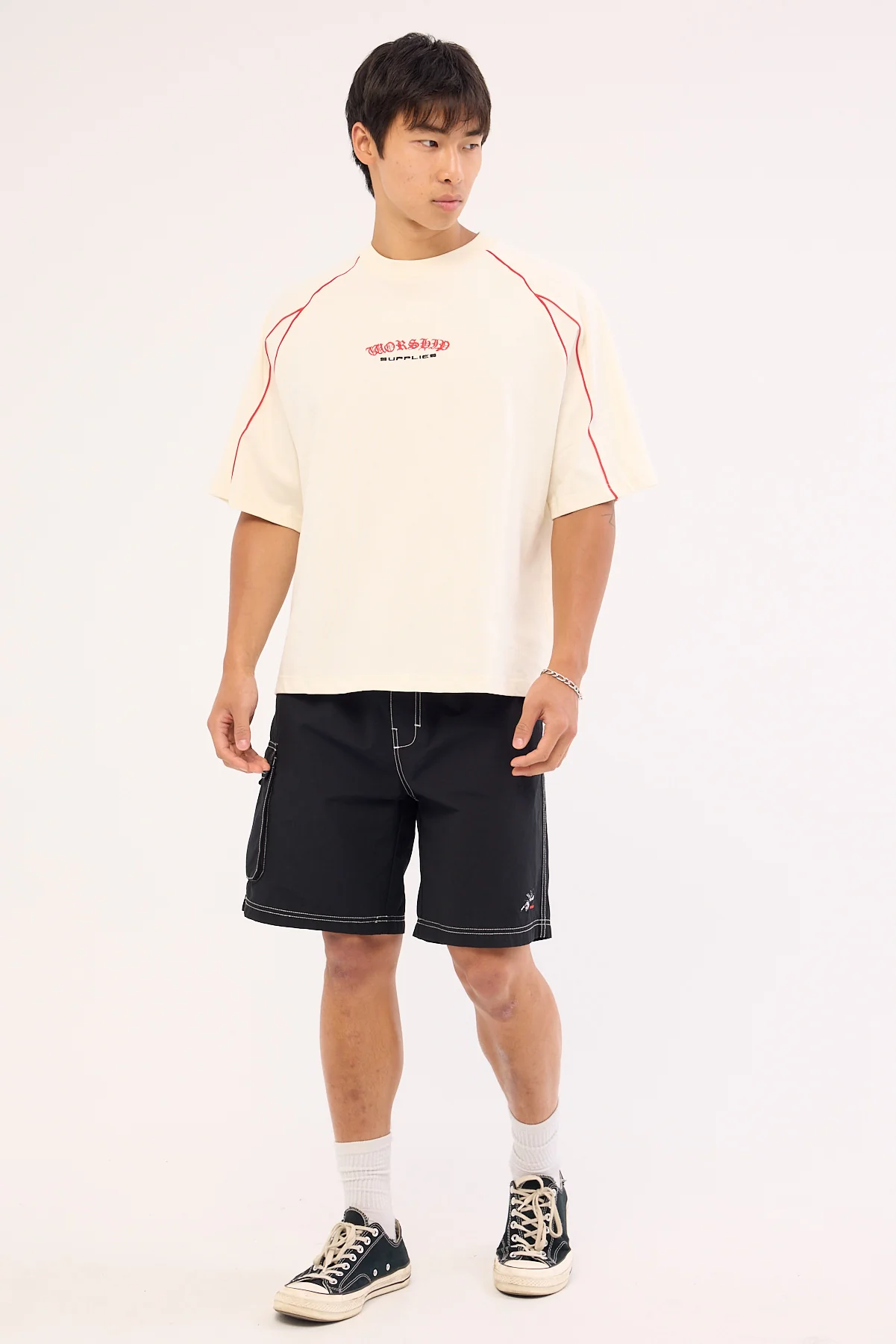 Worship Frequency Panel Oversize Cropped Raglan Tee Zine - Image 3