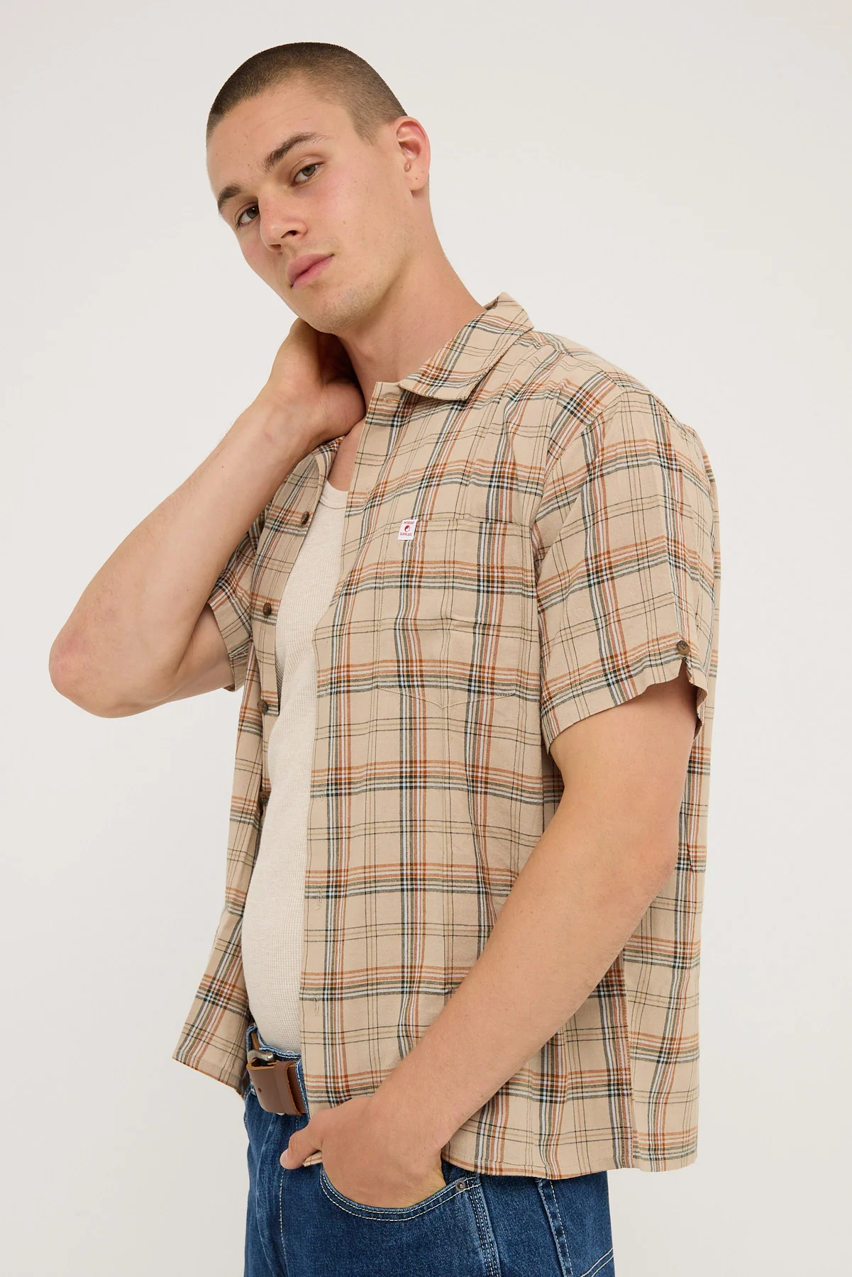 Worship Hank Short Sleeve Work Shirt Grey - Image 4