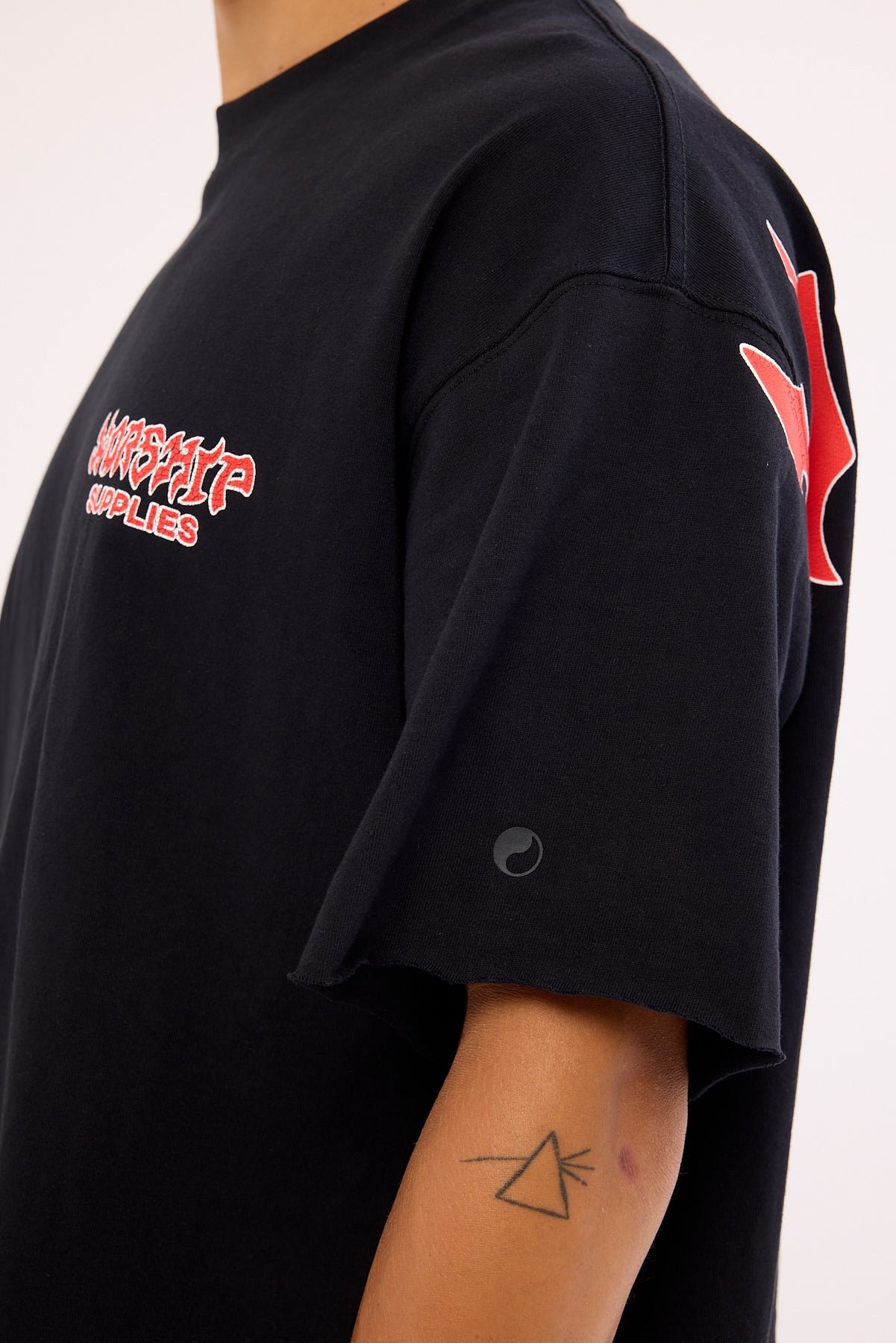 Worship Horns Box Crop Oversize Tee Black Black - Image 6