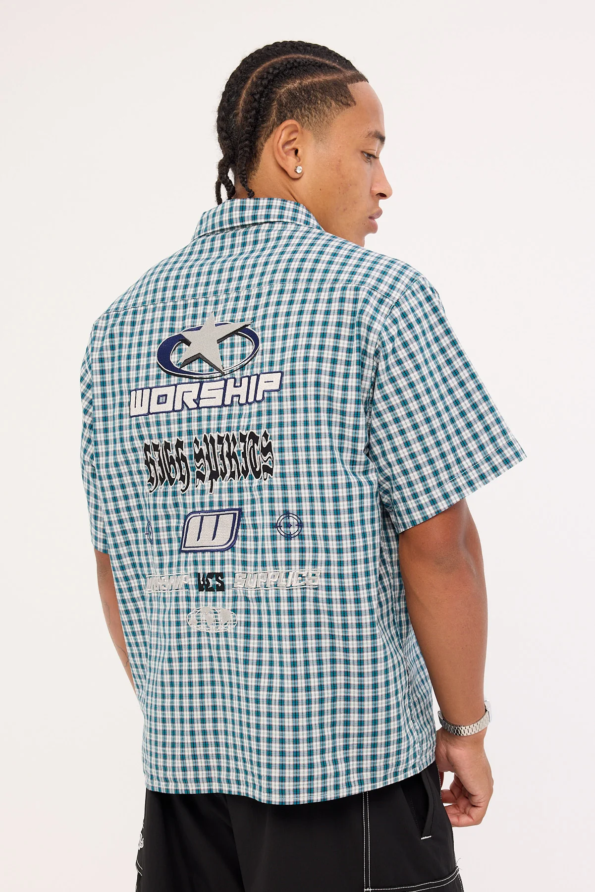 Worship Injection Short Sleeve Shirt Dark Blue