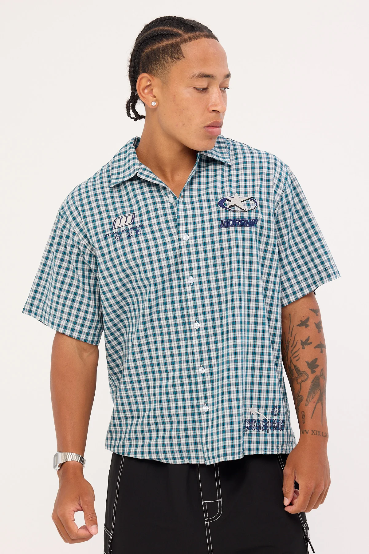 Worship Injection Short Sleeve Shirt Dark Blue - Image 3
