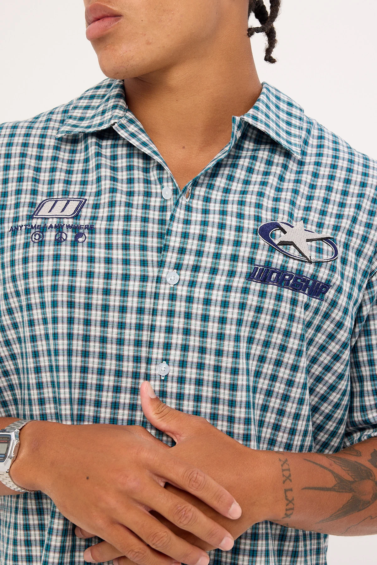 Worship Injection Short Sleeve Shirt Dark Blue - Image 5