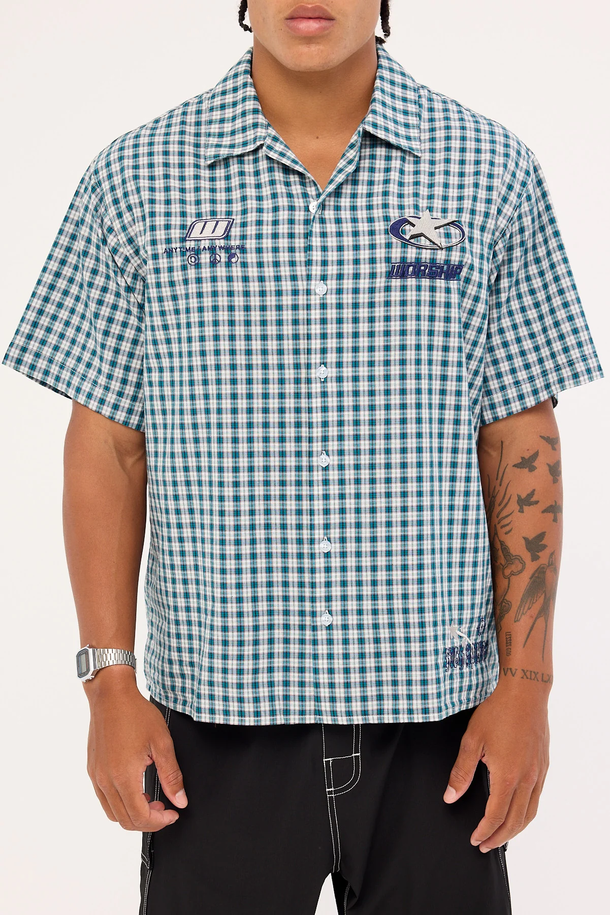 Worship Injection Short Sleeve Shirt Dark Blue - Image 8