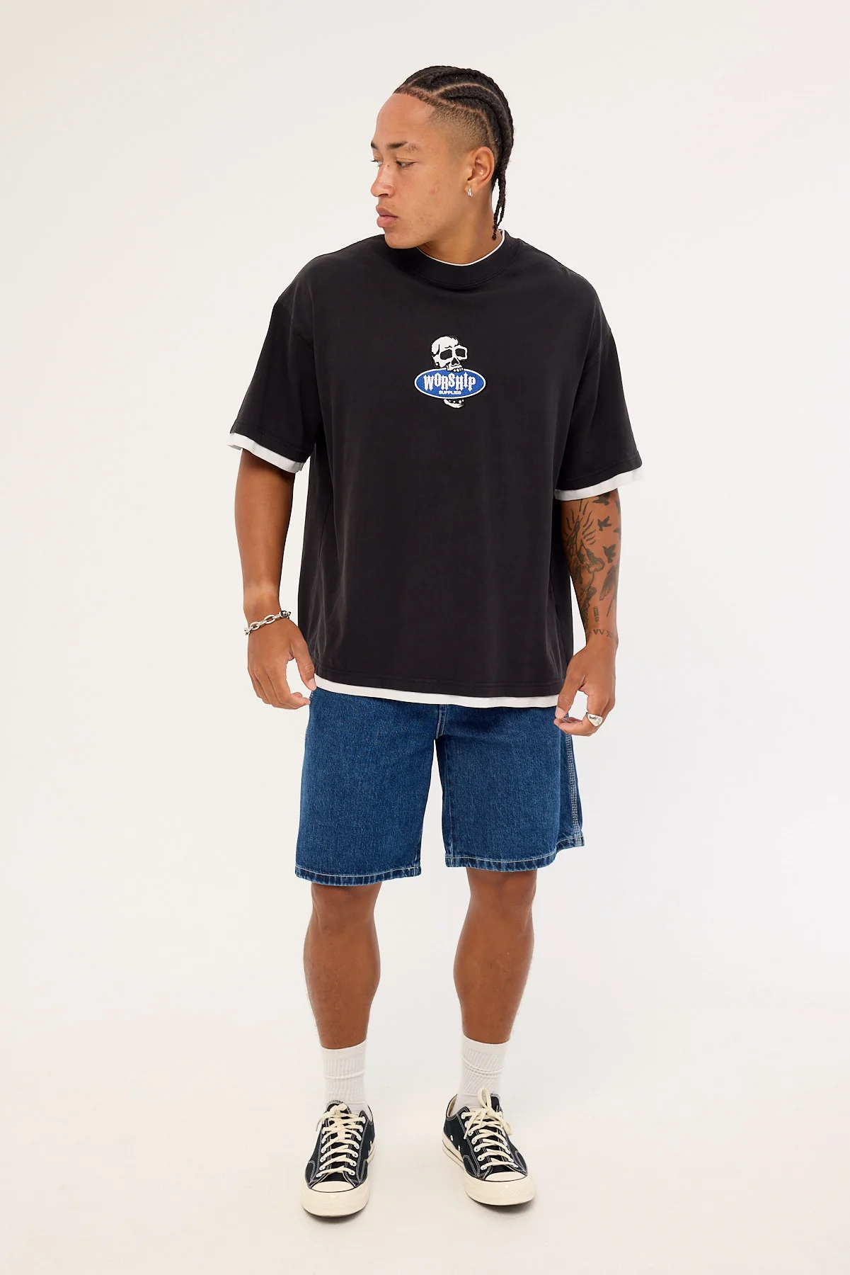 Worship Jaws Oversize Tee Washed Black - Image 2