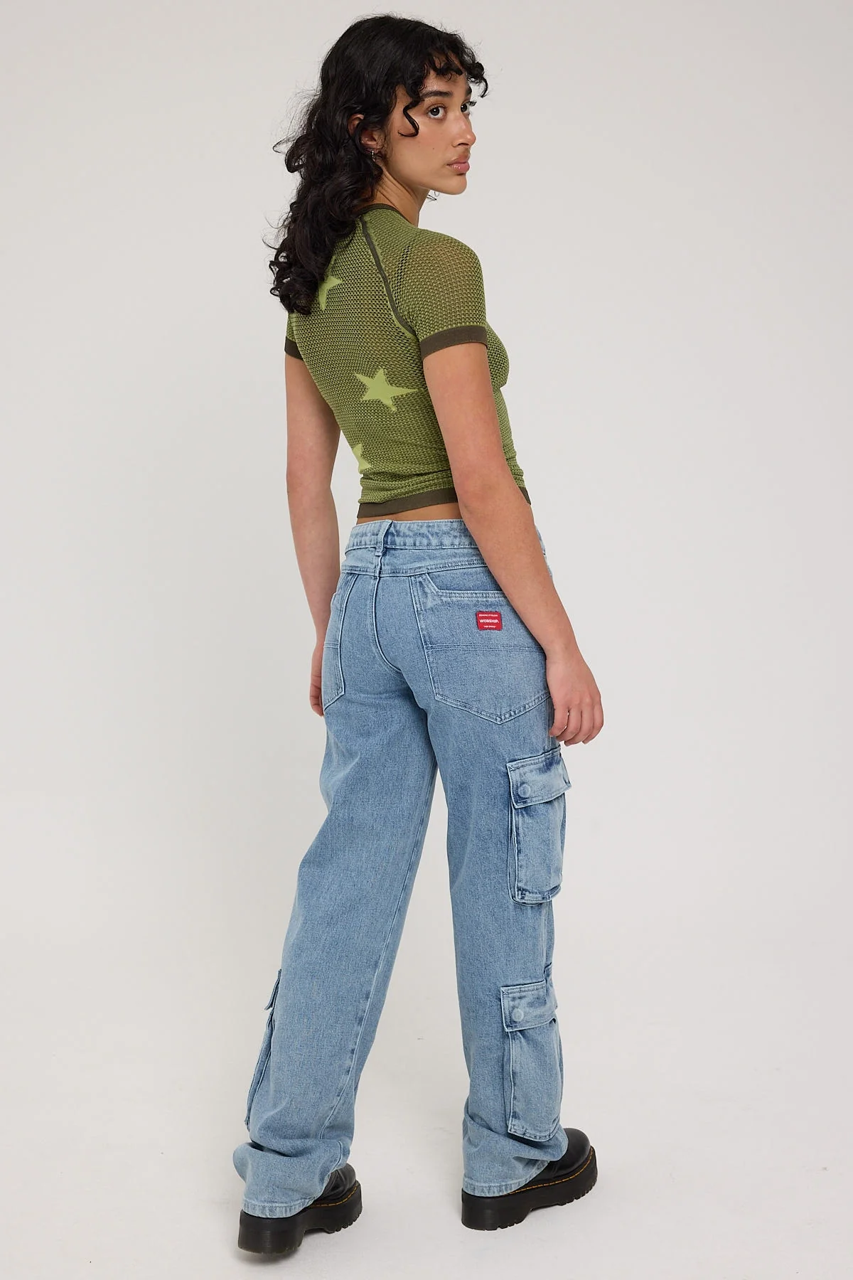 Worship Junkyard Cargo Low Rider Jean Spirit Blue - Image 3