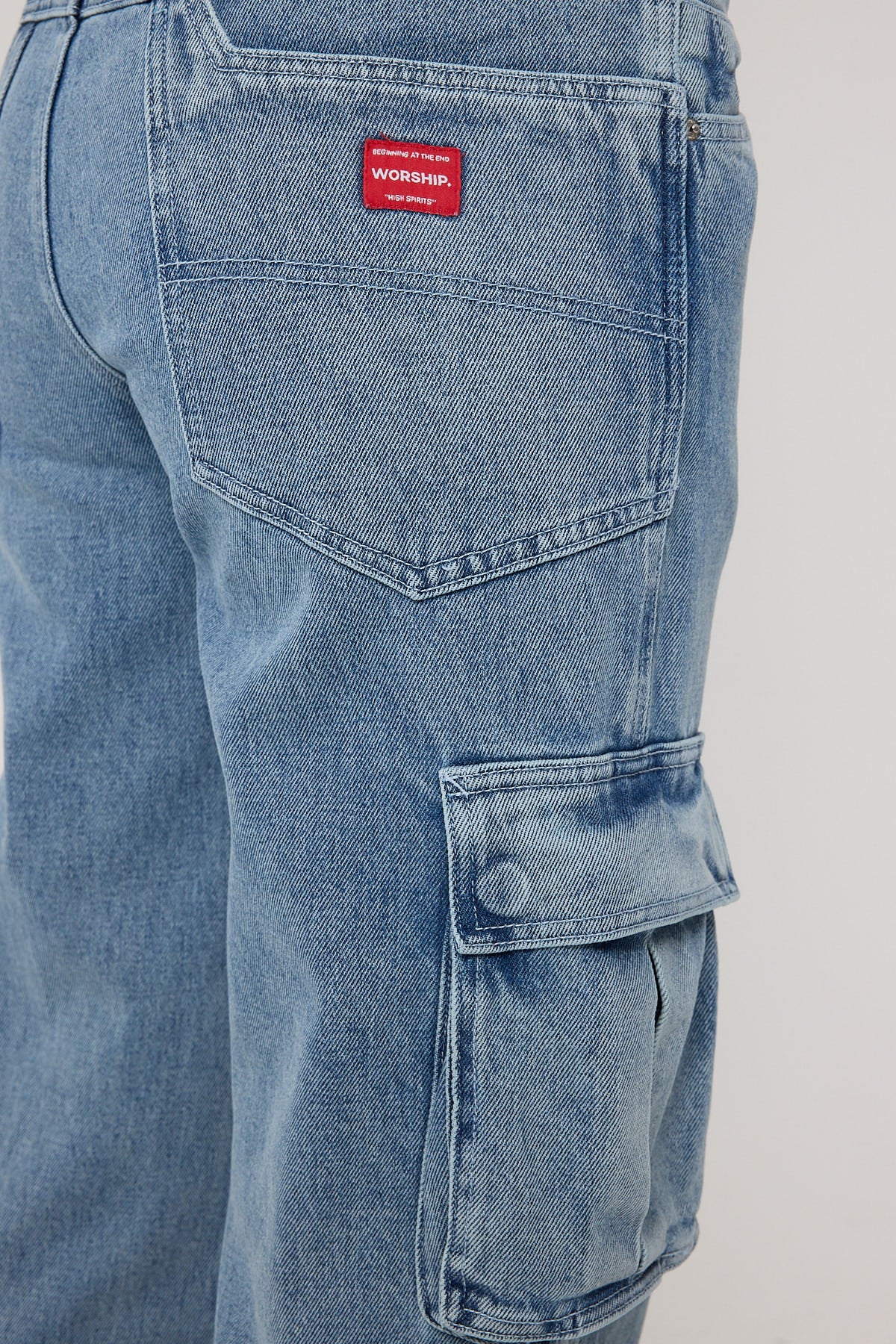 Worship Junkyard Cargo Low Rider Jean Spirit Blue - Image 4