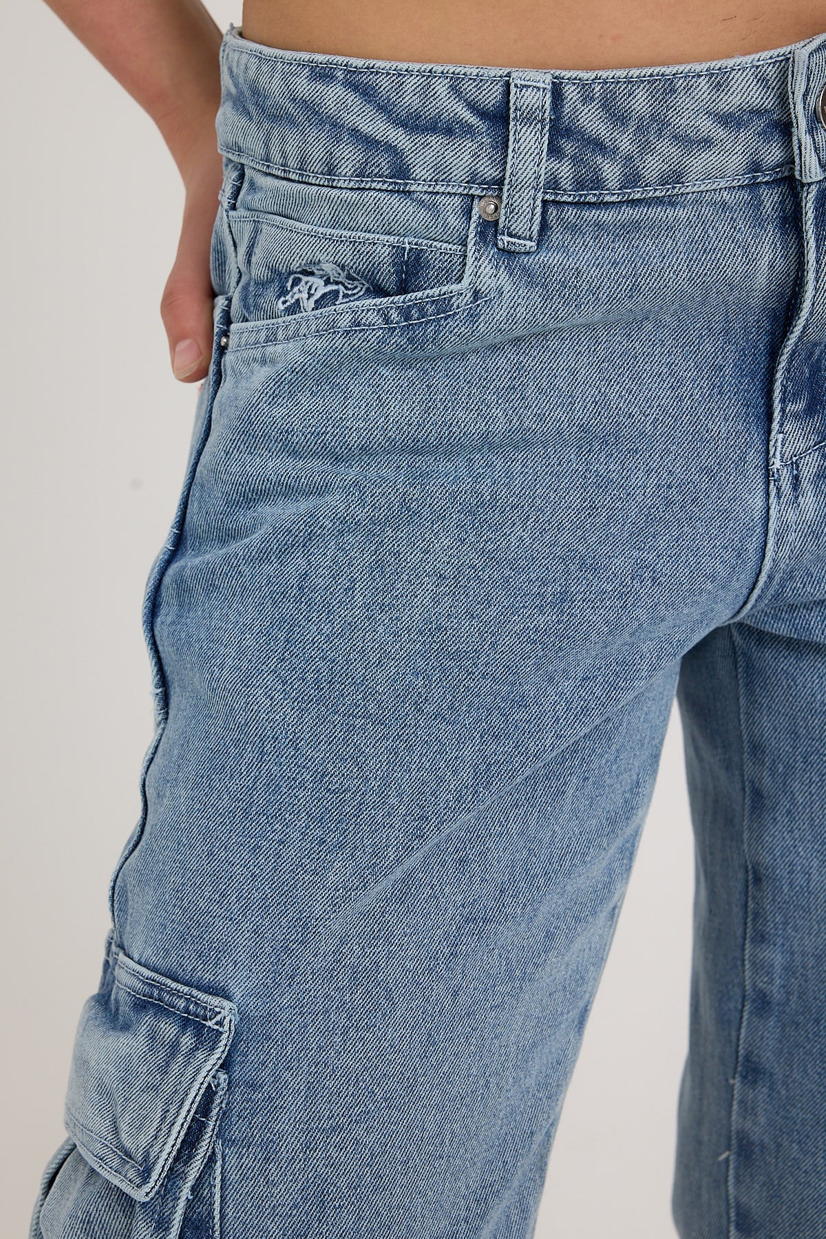 Worship Junkyard Cargo Low Rider Jean Spirit Blue - Image 5