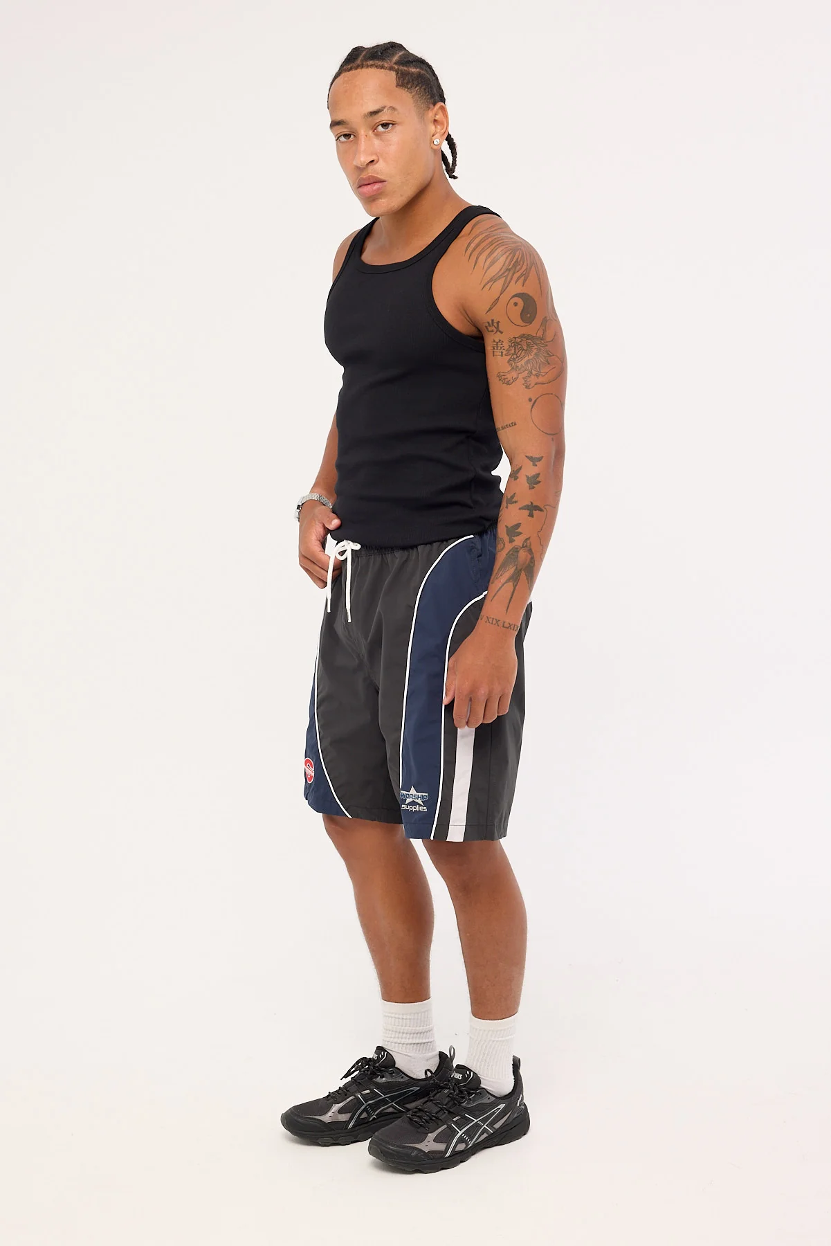 Worship Laps Elastic Swim Short Worn Black - Image 4