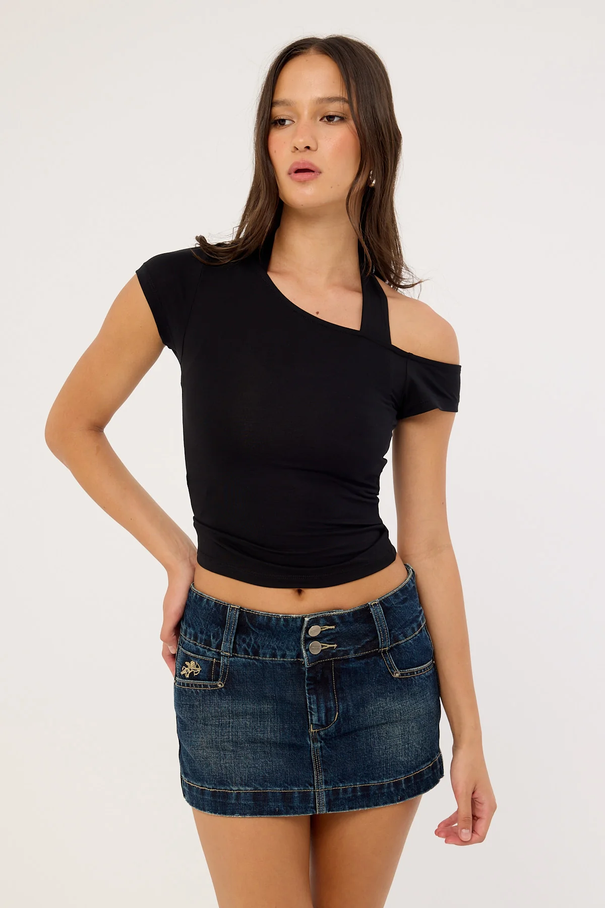 Worship Metalx Low Rise Micro Skirt Dirty Midnight Blue - Image 2