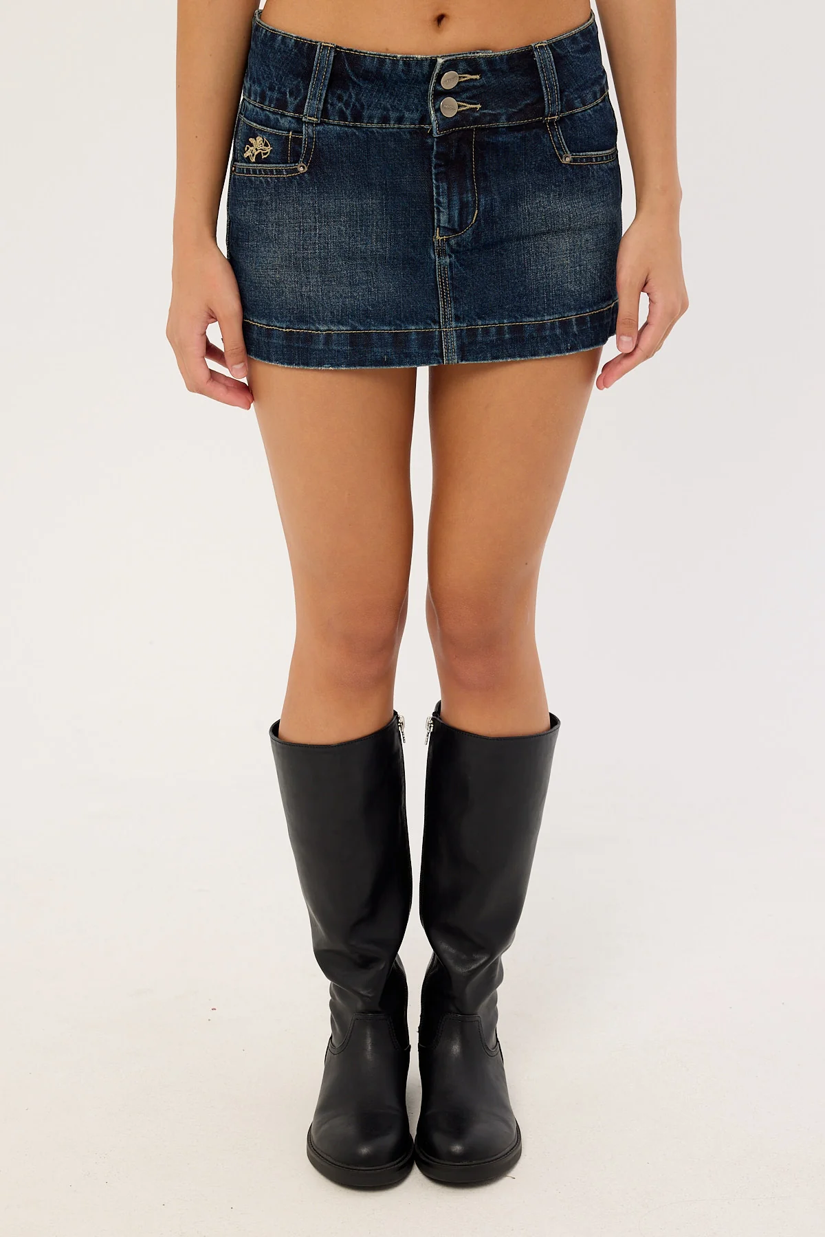 Worship Metalx Low Rise Micro Skirt Dirty Midnight Blue - Image 6