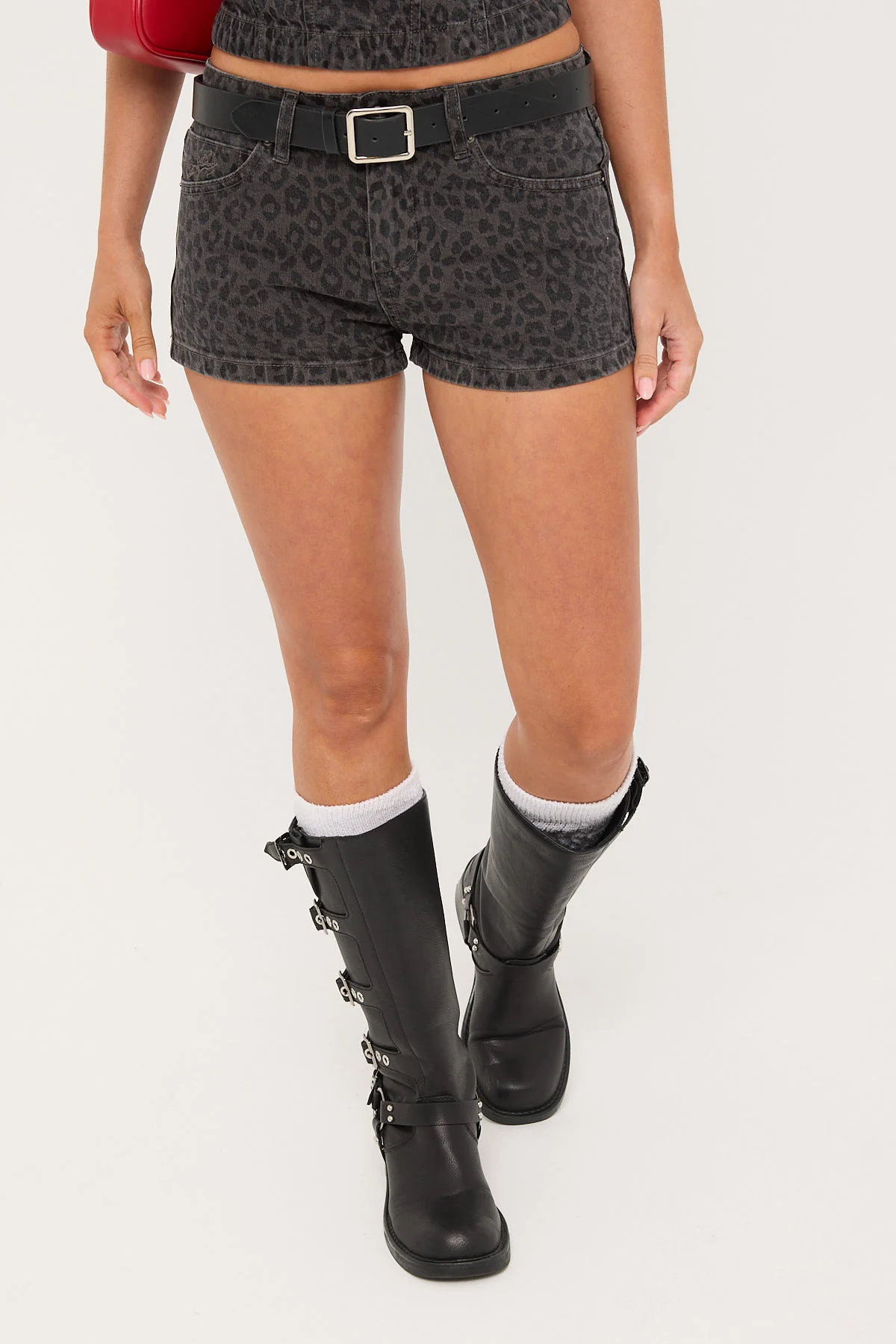 Worship Miaow Y2K Crush Denim Micro Short Leopard - Image 3