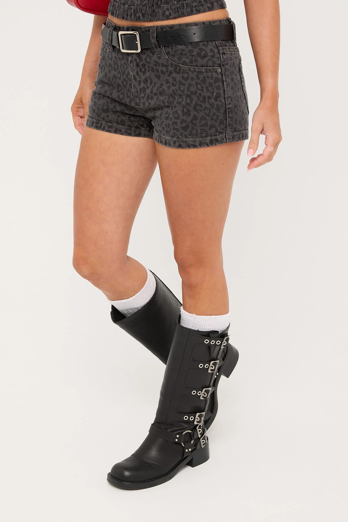 Worship Miaow Y2K Crush Denim Micro Short Leopard - Image 5