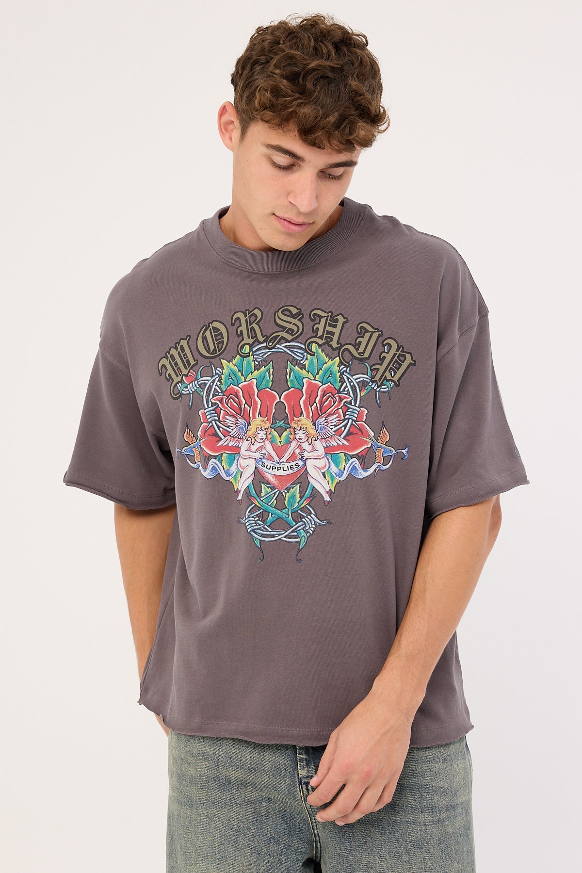 Worship Ned Oversize Tee Worn Black - Image 3