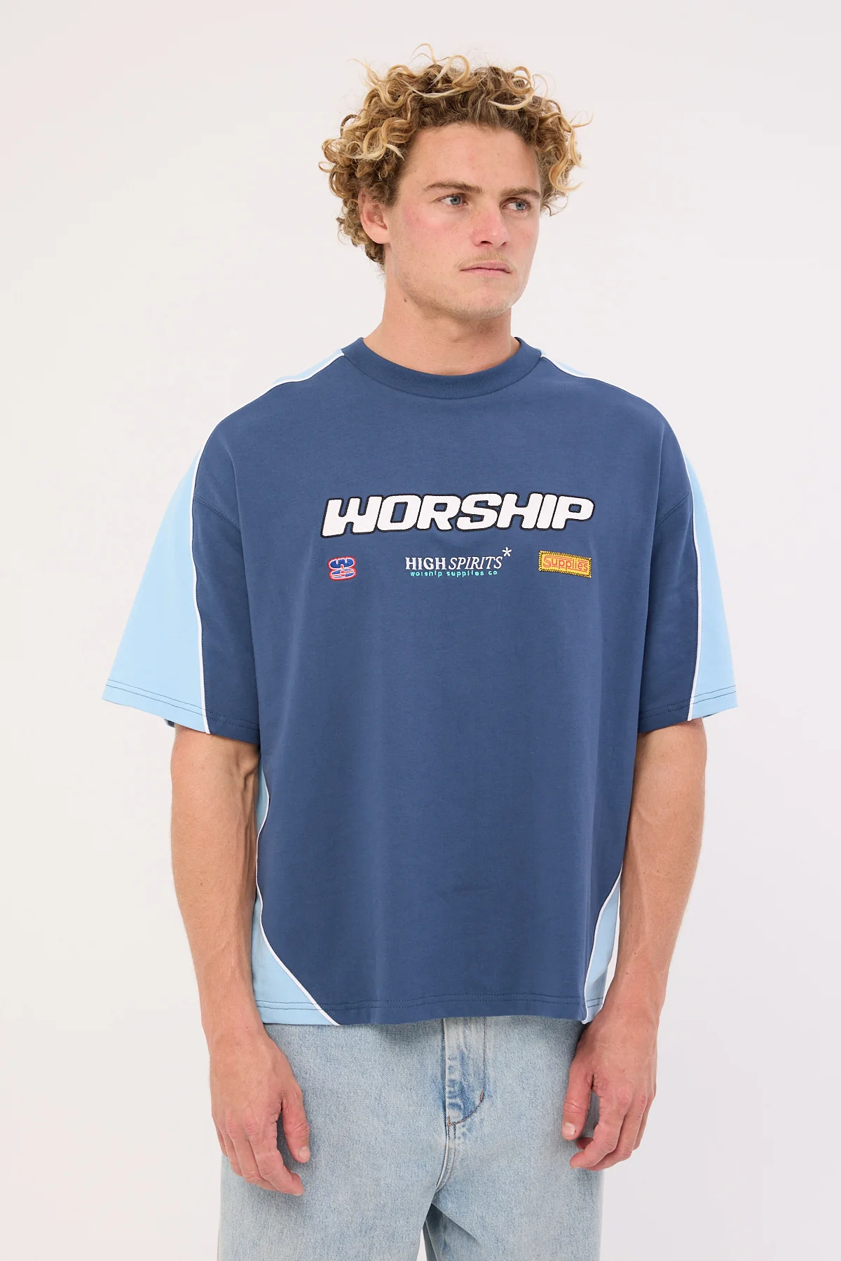 Worship Panorama Oversize Panel Tee Blue - Image 2