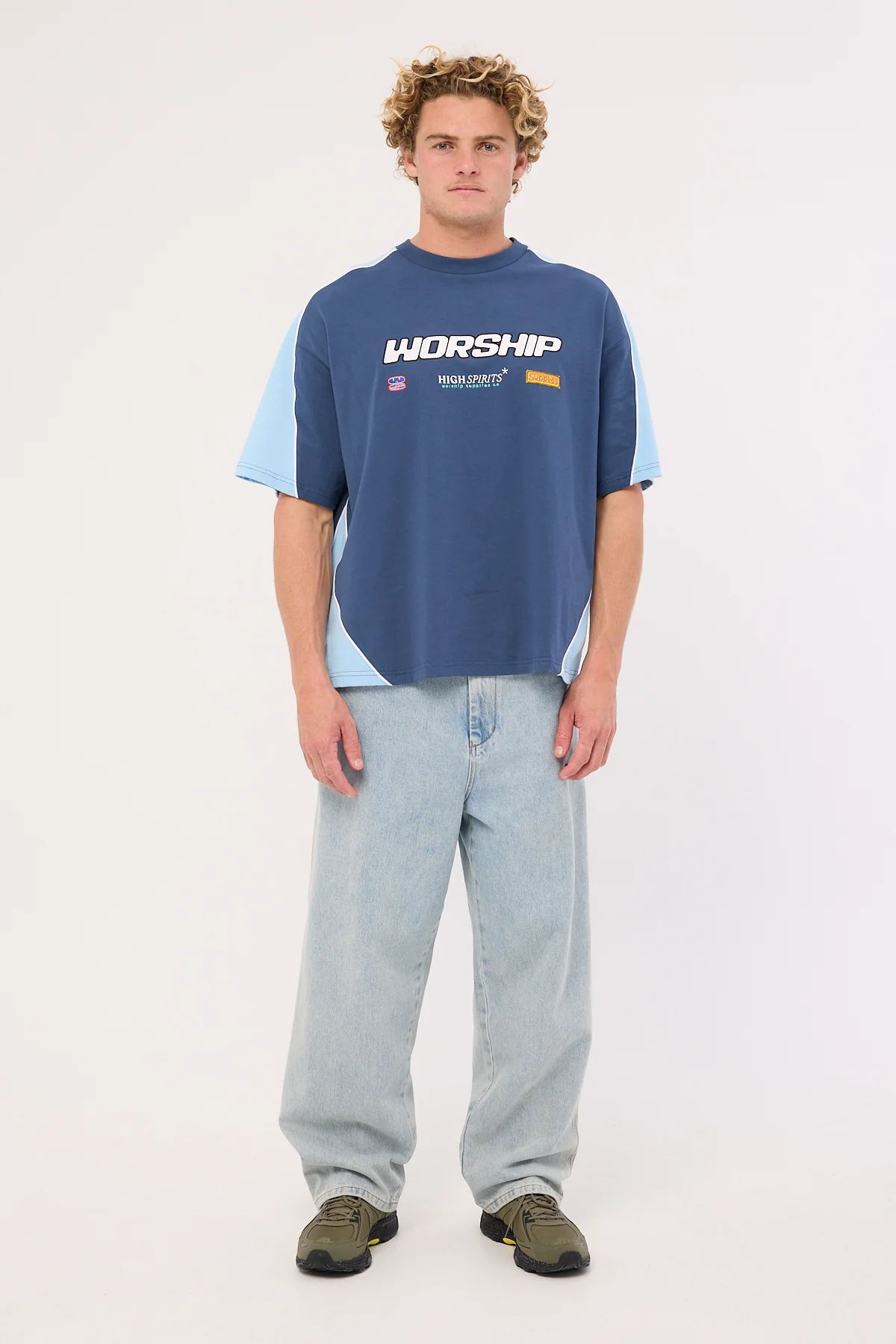 Worship Panorama Oversize Panel Tee Blue - Image 3