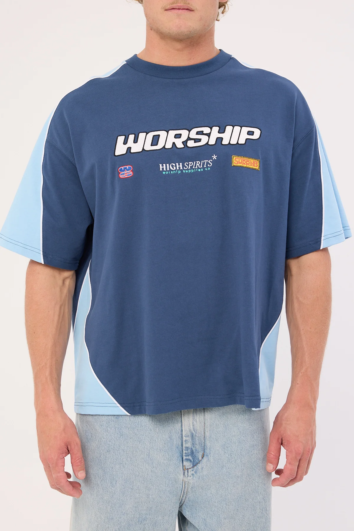 Worship Panorama Oversize Panel Tee Blue - Image 7