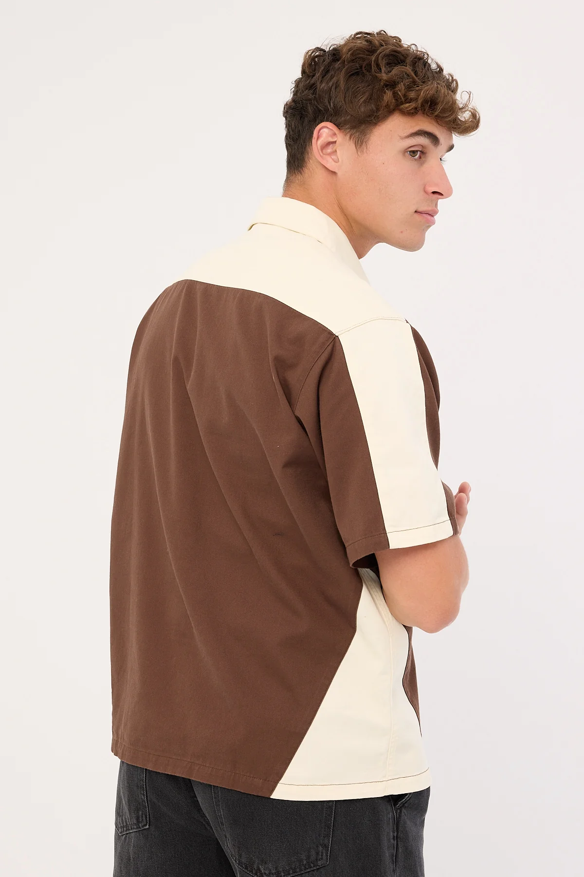 Worship Panorama Short Sleeve Work Shirt Dark Choc Brown - Image 5