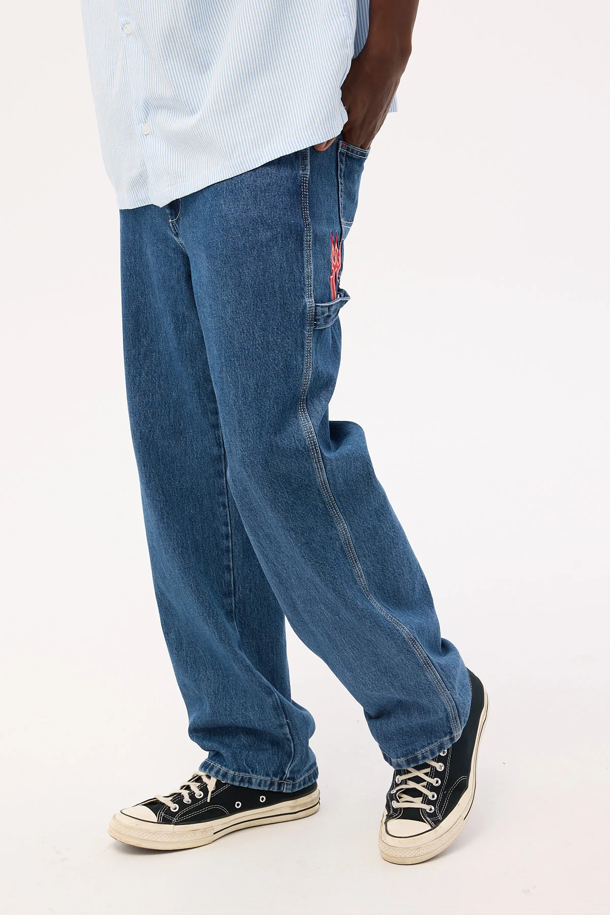 Worship Playtime Carpenter Jean Worn Blue Rise - Image 4