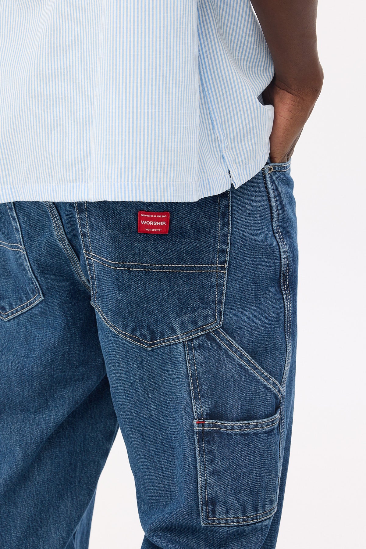 Worship Playtime Carpenter Jean Worn Blue Rise - Image 5