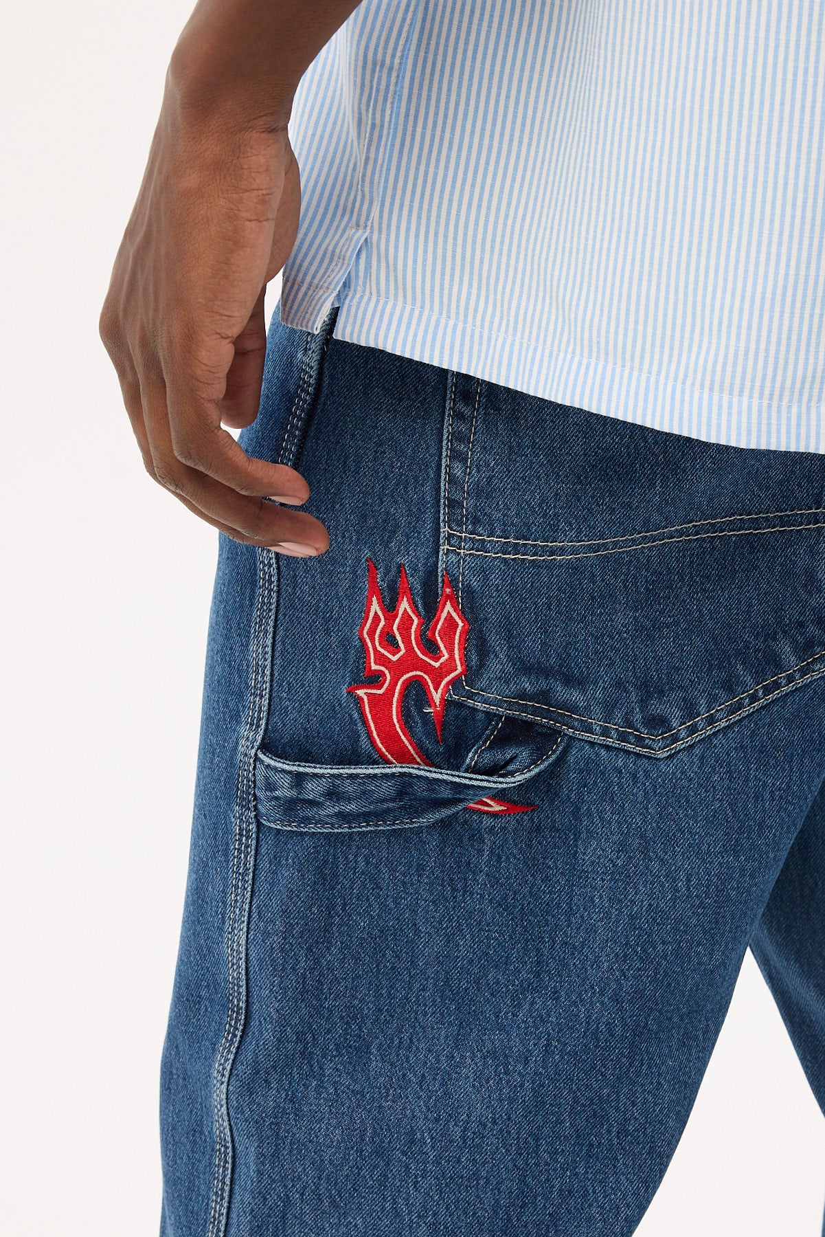 Worship Playtime Carpenter Jean Worn Blue Rise - Image 6