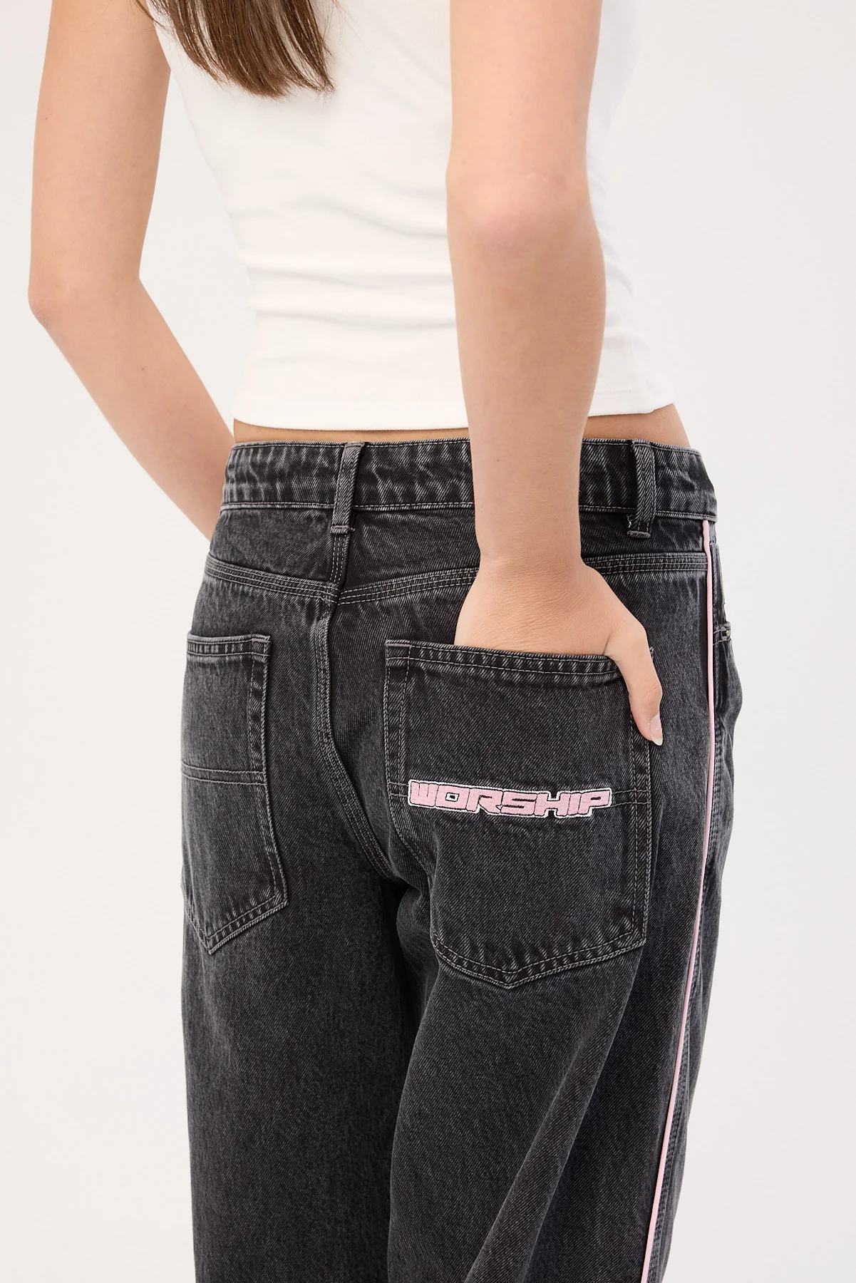 Worship Punter Sloucher Jean Black Rinse - Image 7