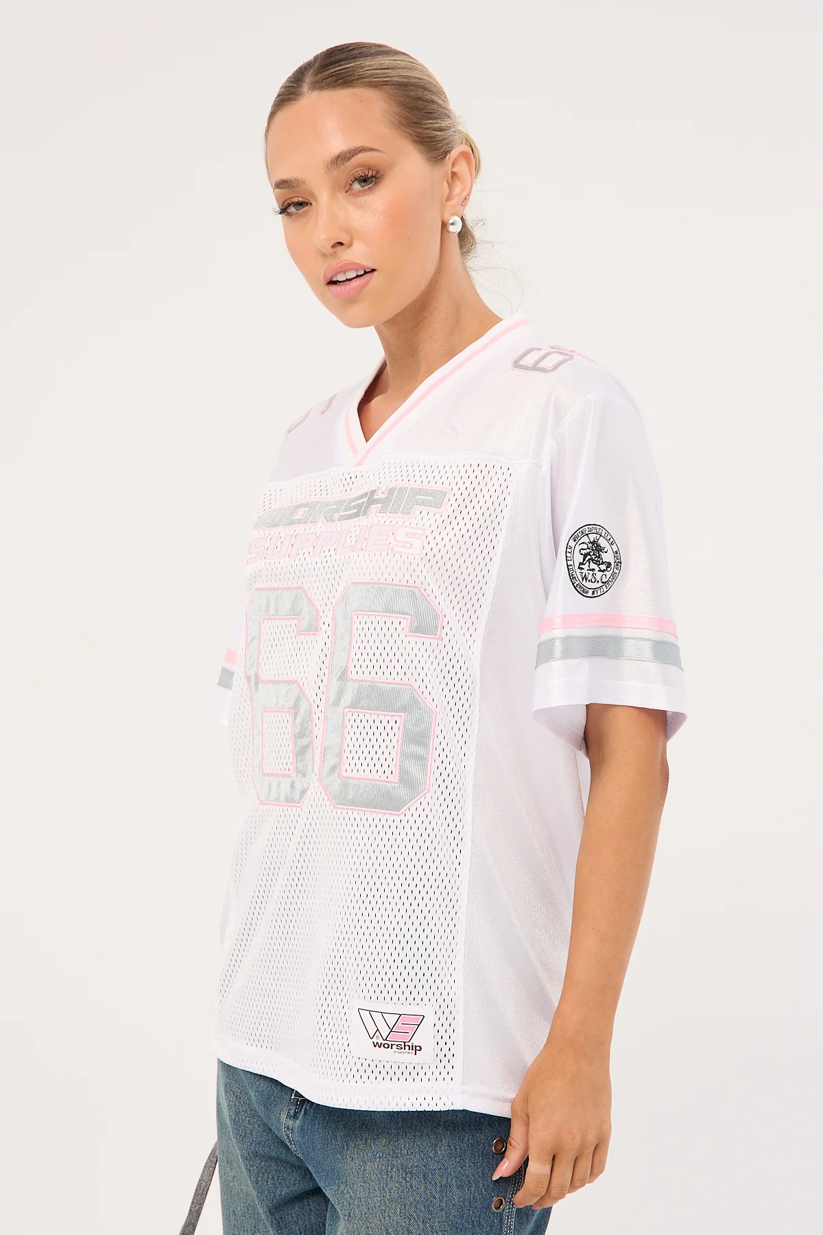 Worship Punter Football Jersey White/Pink - Image 3