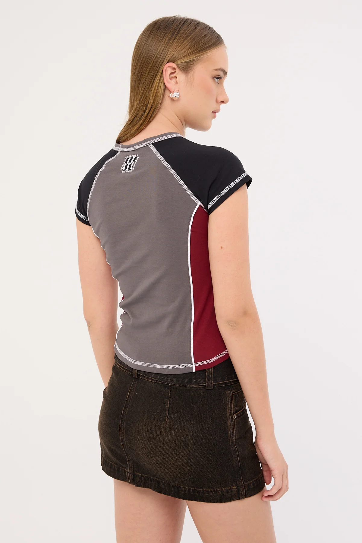 Worship Punter Panelled Raglan Tee Worn Black - Image 8