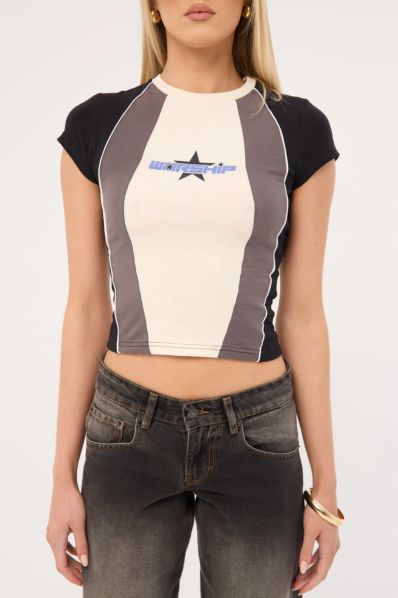 Worship Shooter Panelled Cap Sleeve Tee Zine - Image 8