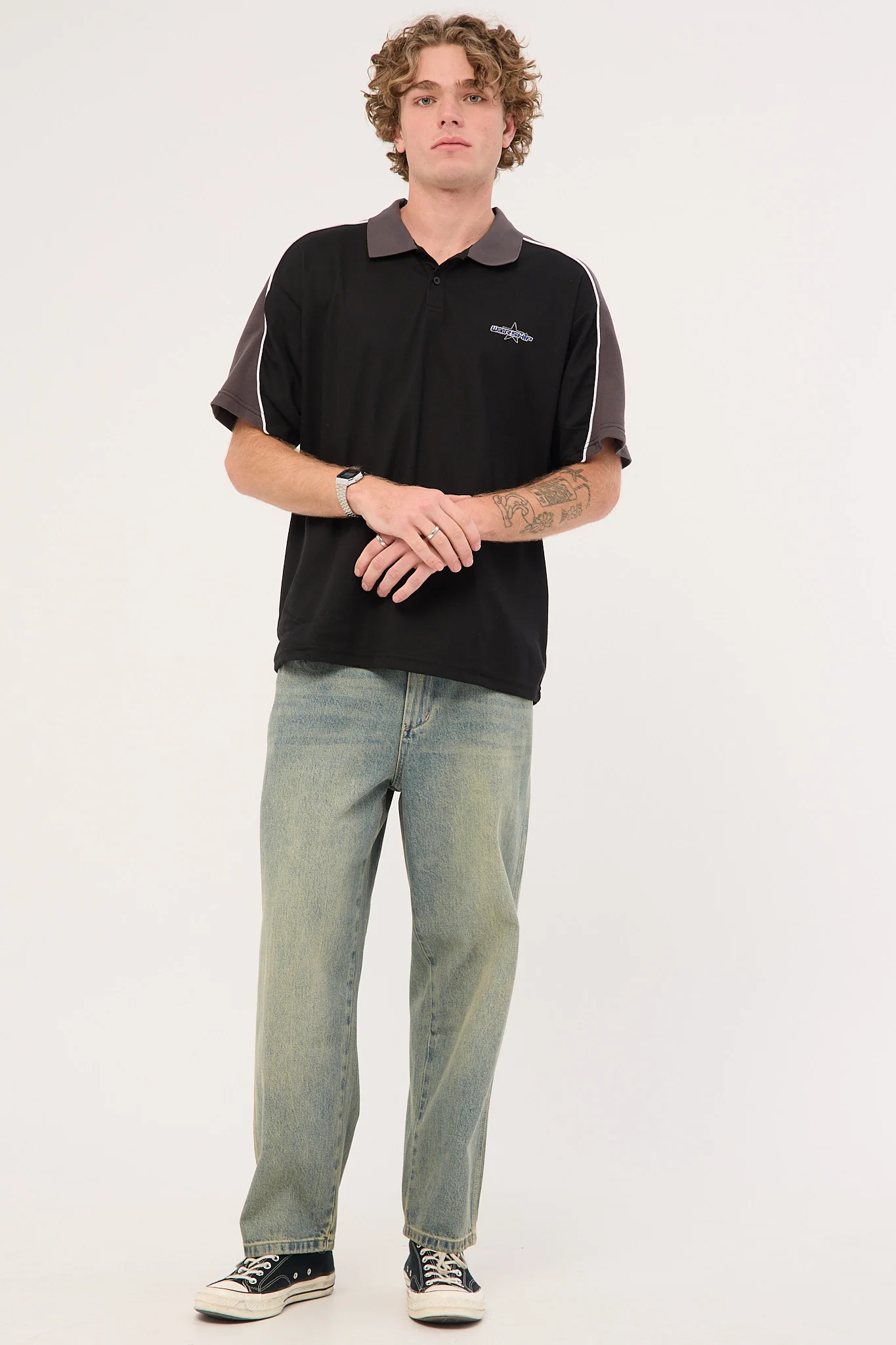 Worship Shooter Short Sleeve Golf Polo Black - Image 2
