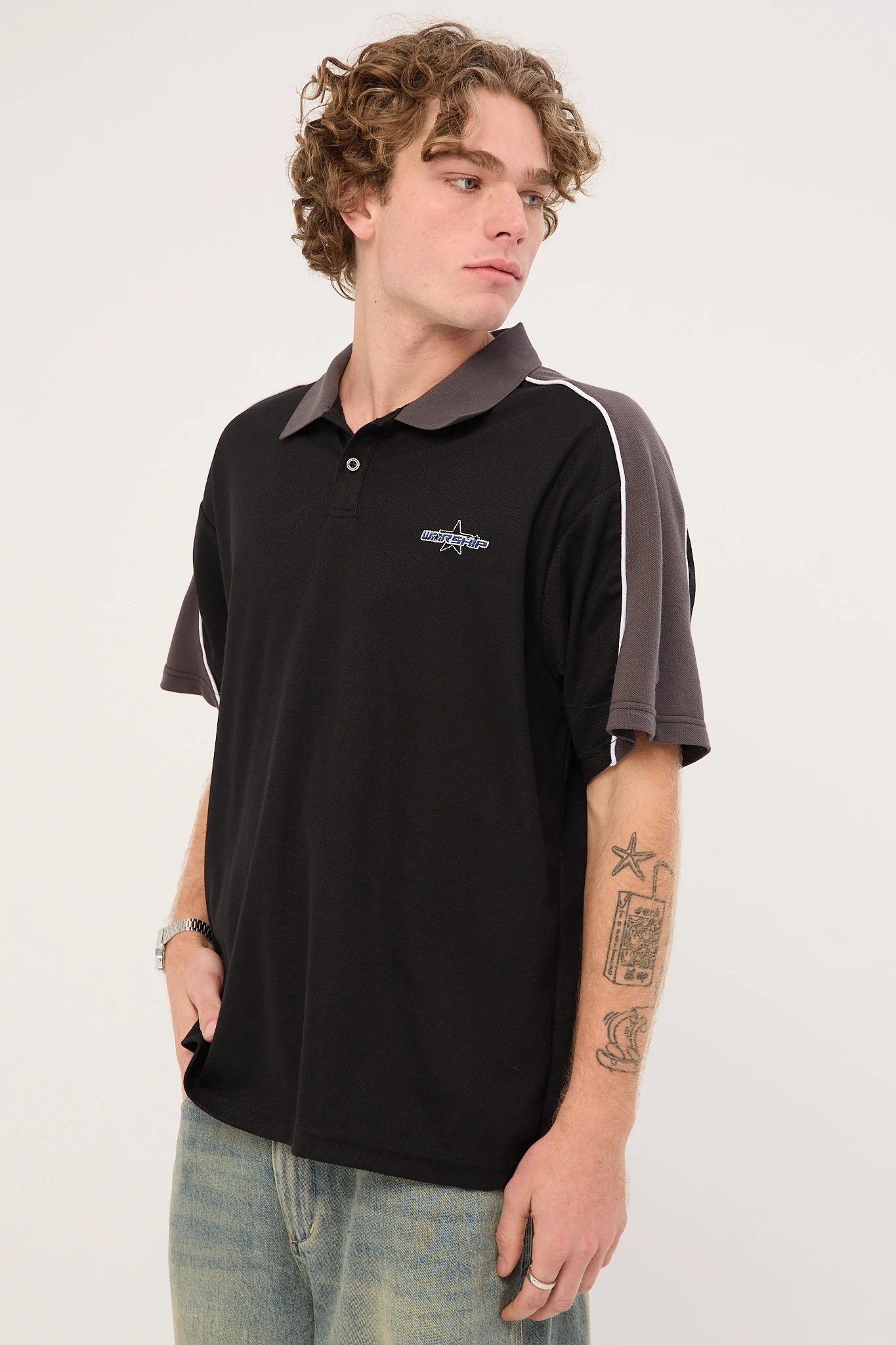 Worship Shooter Short Sleeve Golf Polo Black - Image 3