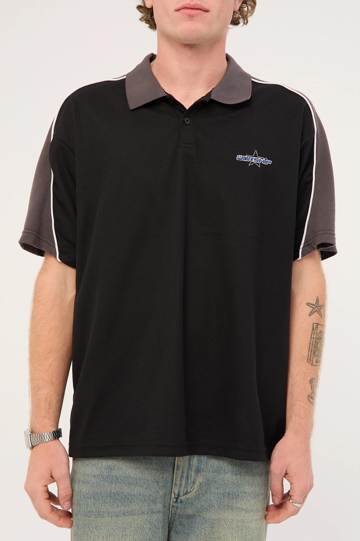 Worship Shooter Short Sleeve Golf Polo Black - Image 6