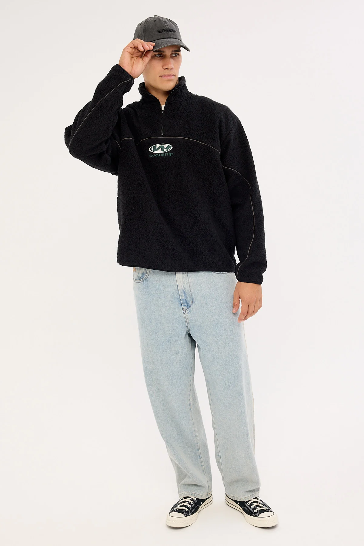Worship Sonic Quarter Zip Sherpa Fleece Black - Image 2