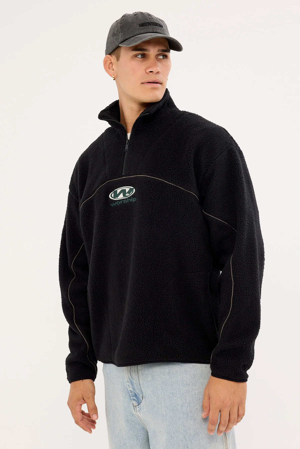 Worship Sonic Quarter Zip Sherpa Fleece Black - Image 4