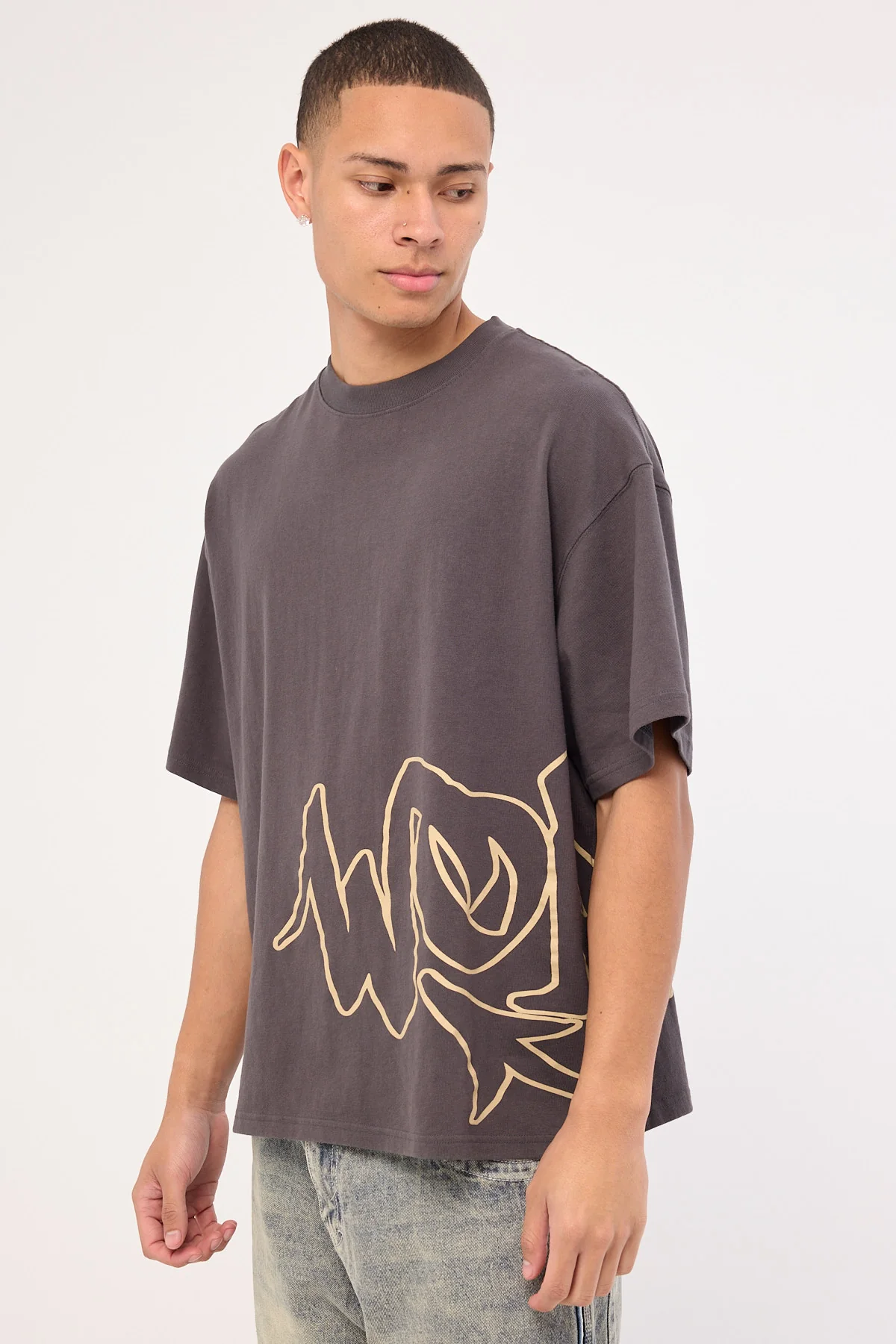 Worship Sprays Oversized Tee Worn Black