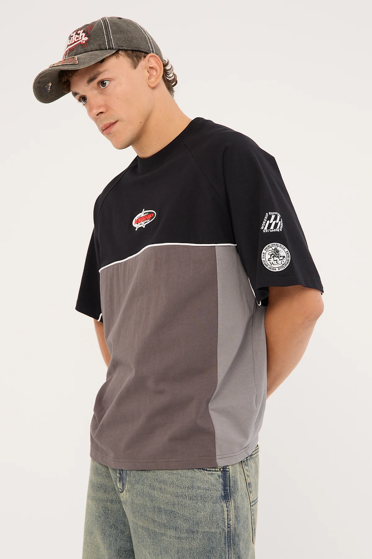 Worship Strike 2 Panel Raglan Oversize Tee Black - Image 5