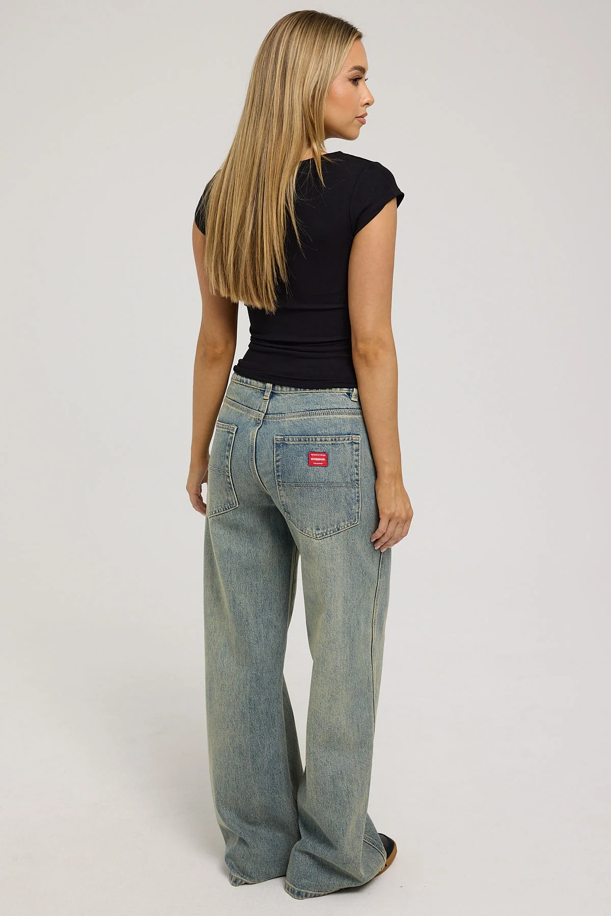 Worship Sweeper Wide Leg Jean Garbage Grime Blue - Image 3