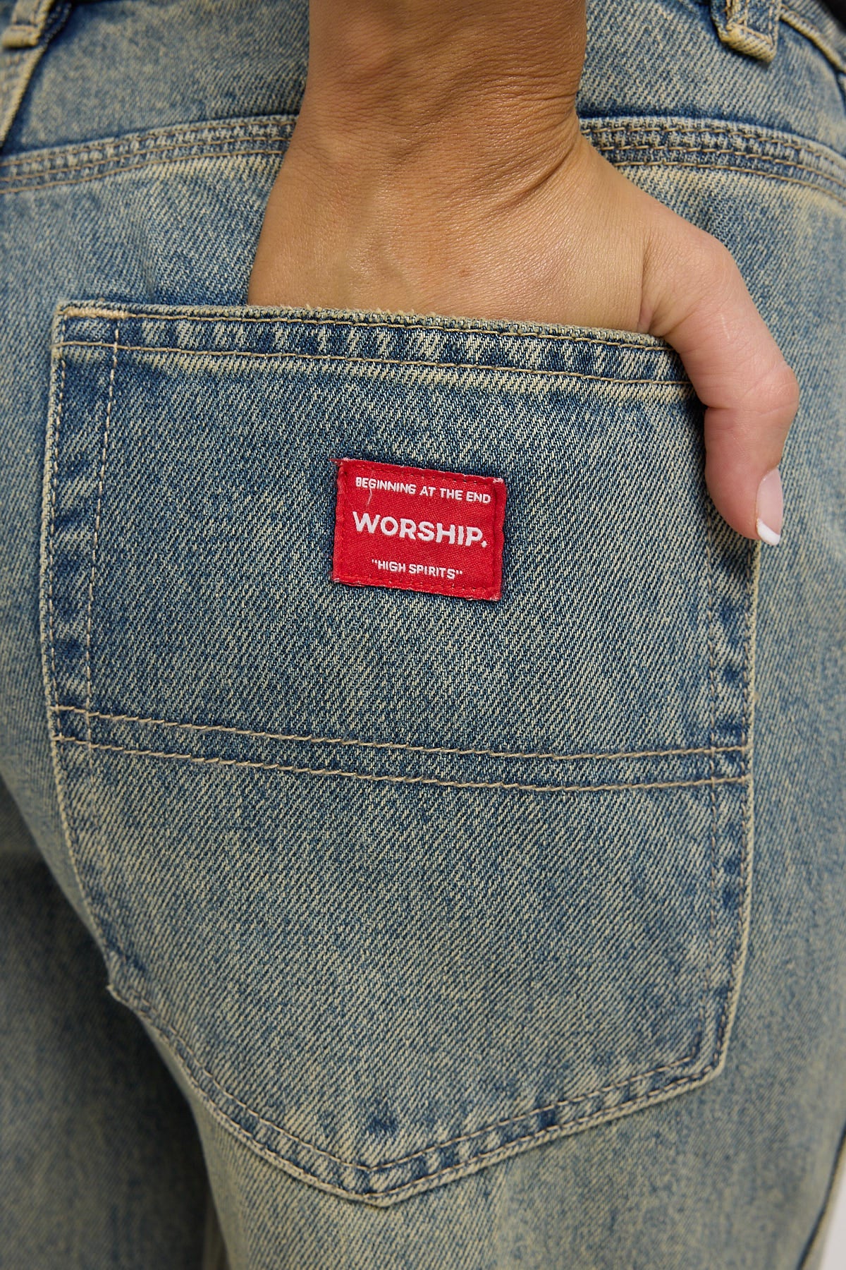 Worship Sweeper Wide Leg Jean Garbage Grime Blue - Image 4