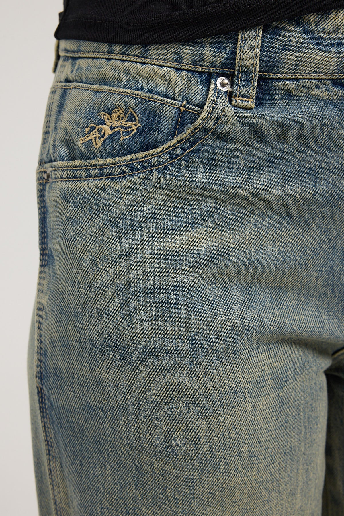 Worship Sweeper Wide Leg Jean Garbage Grime Blue - Image 5