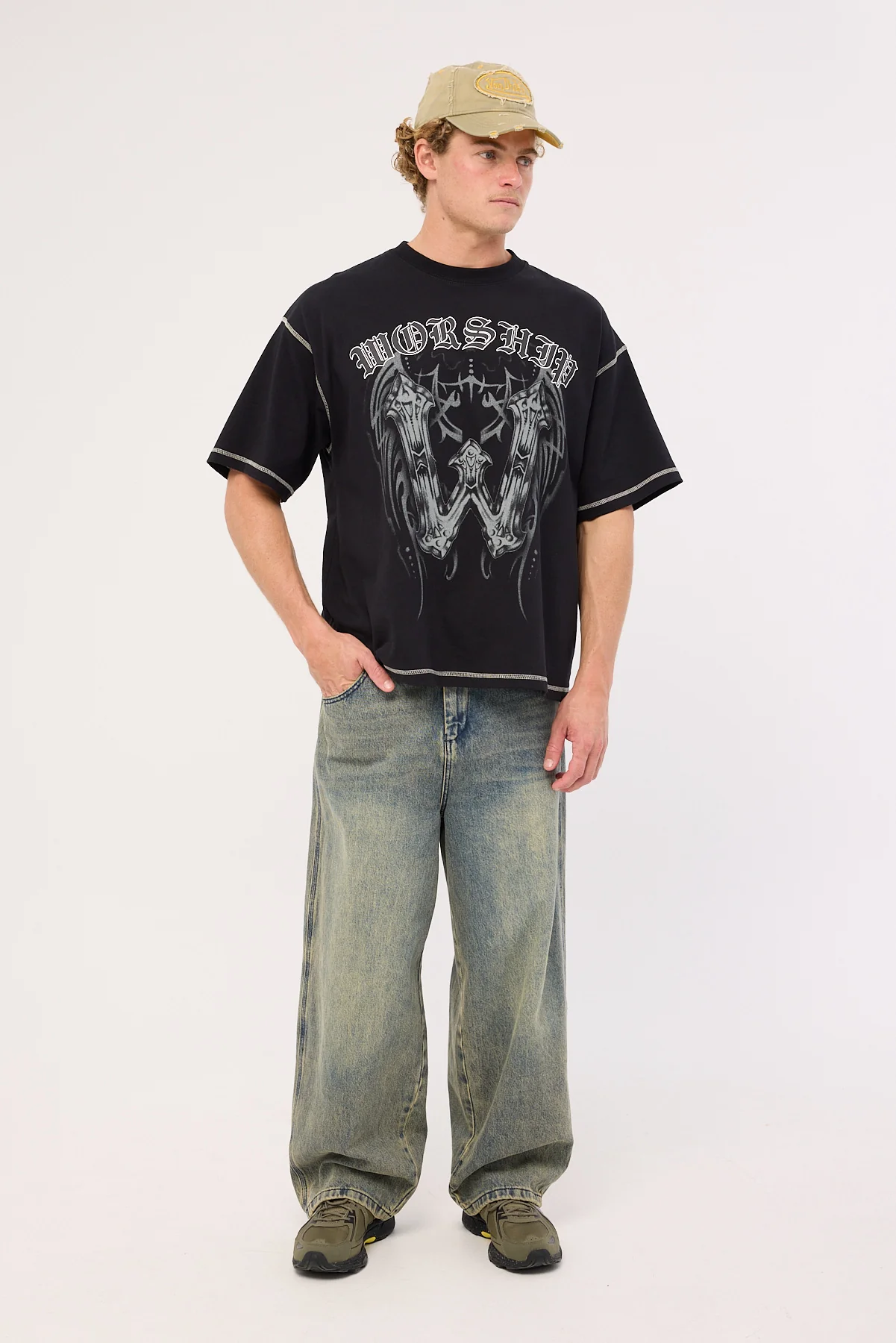 Worship Turmoil Oversize Tee Washed Black - Image 3