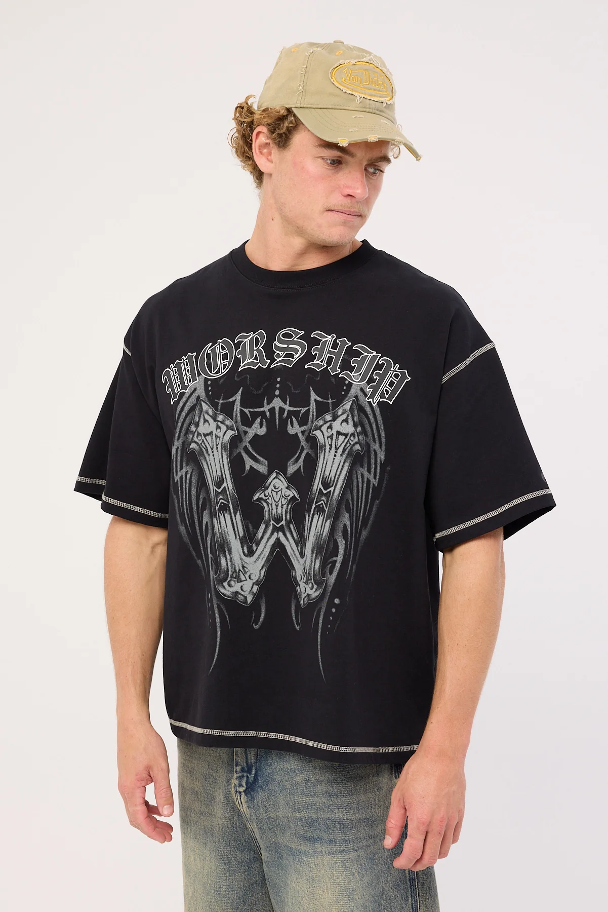 Worship Turmoil Oversize Tee Washed Black - Image 4