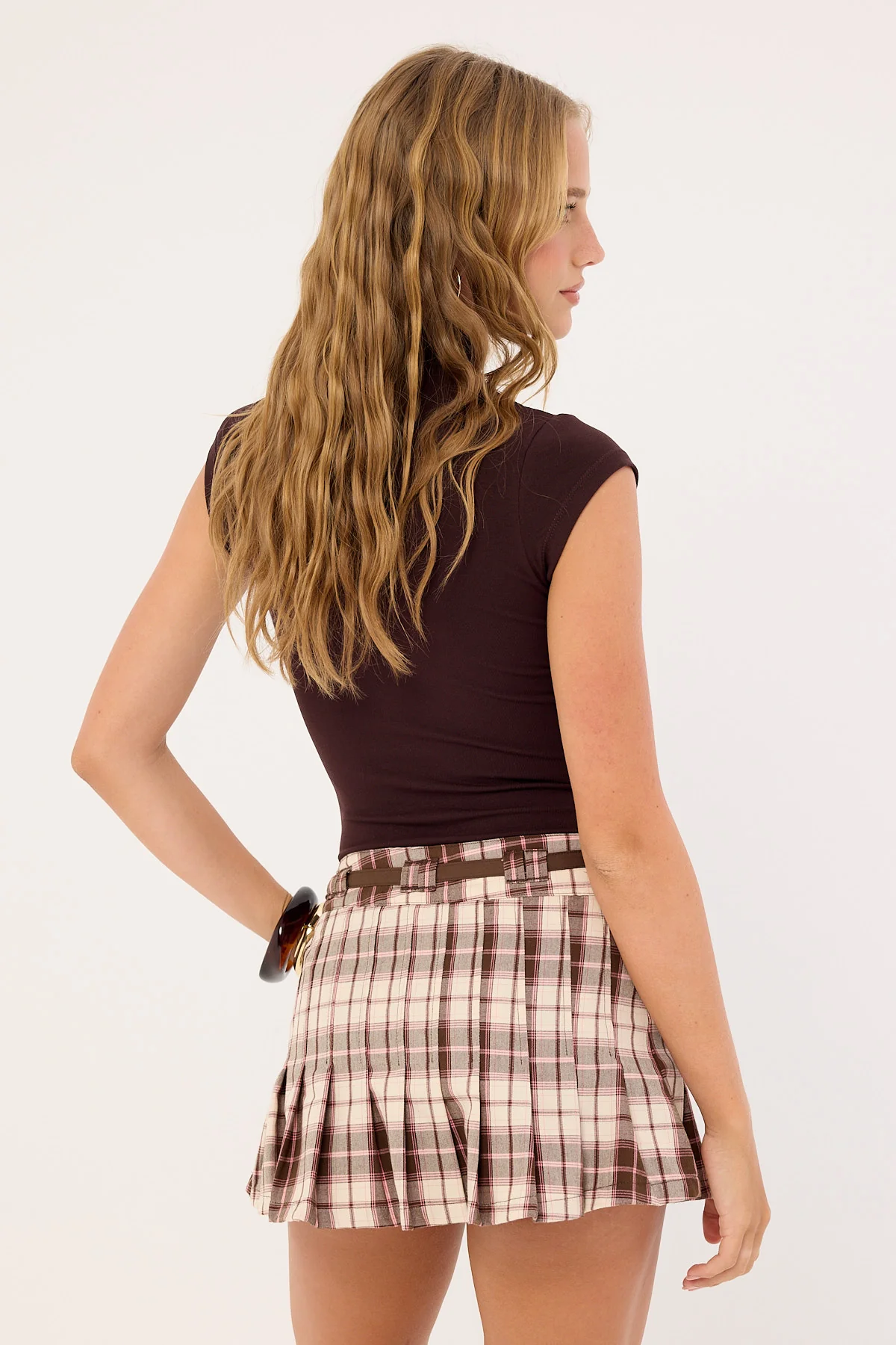 Worship Unlocked Pleat Mini Skort Chocolate - Image 6