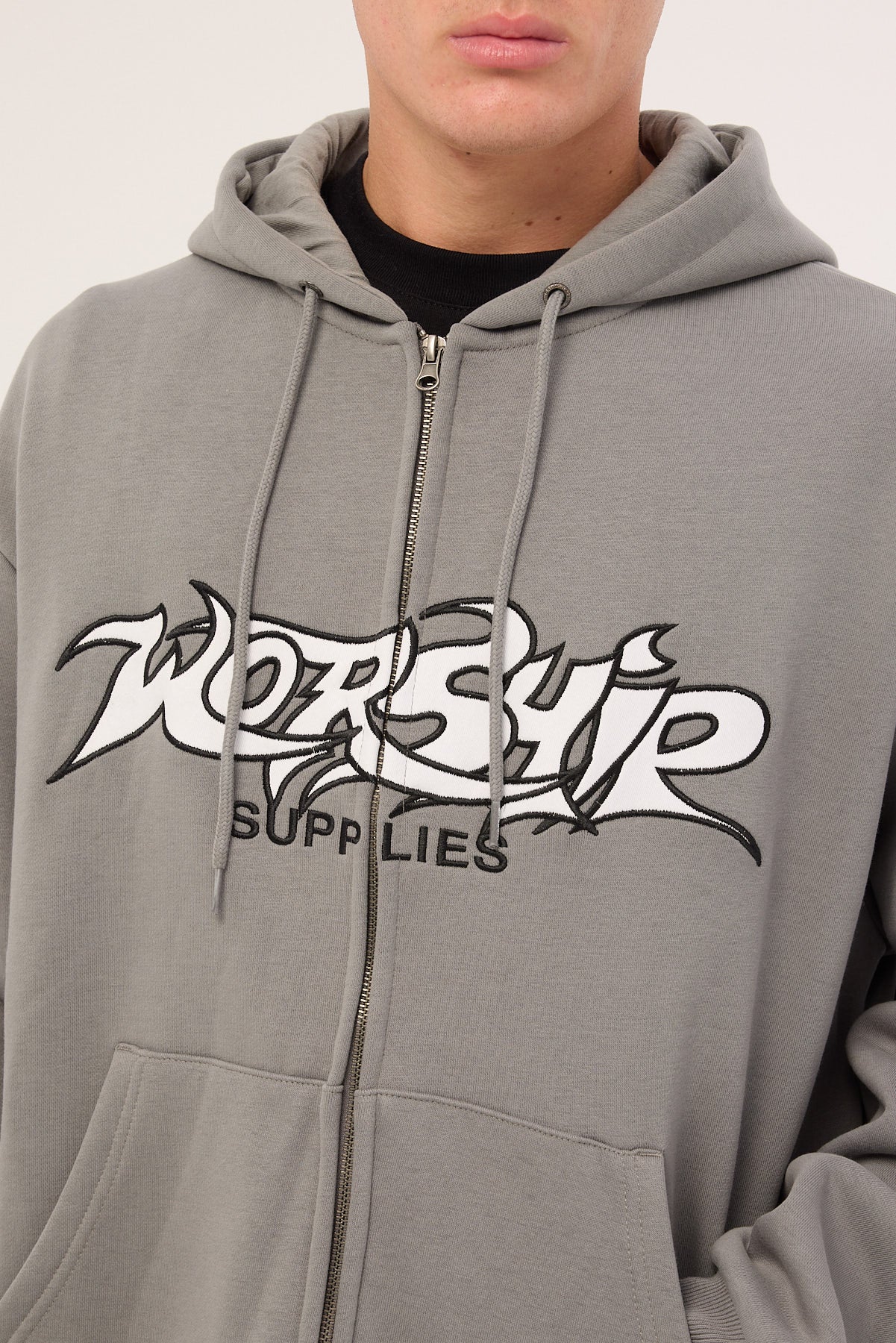 Worship Vanity Zip Hood Steel Grey - Image 5
