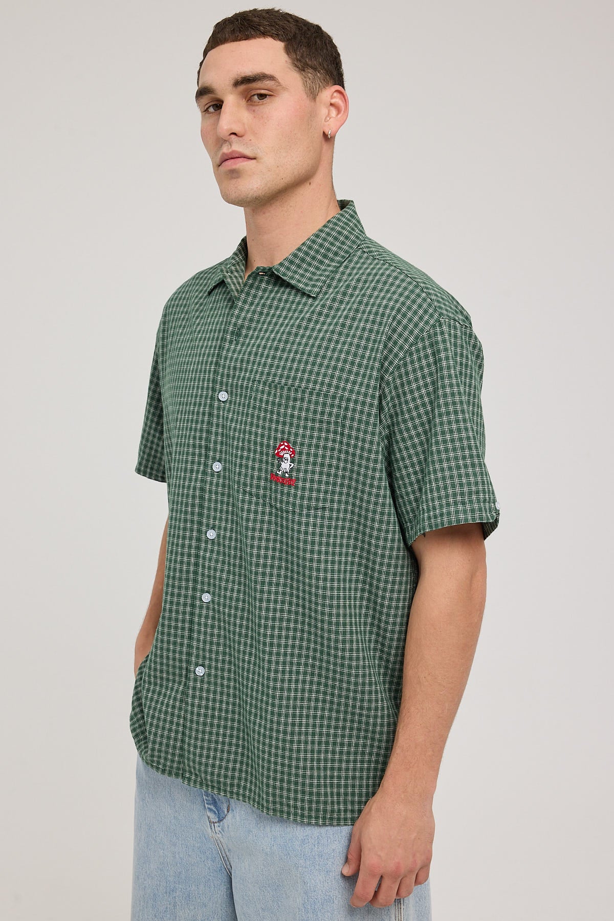 Worship Viper Check Shirt Hedge Green - Image 3