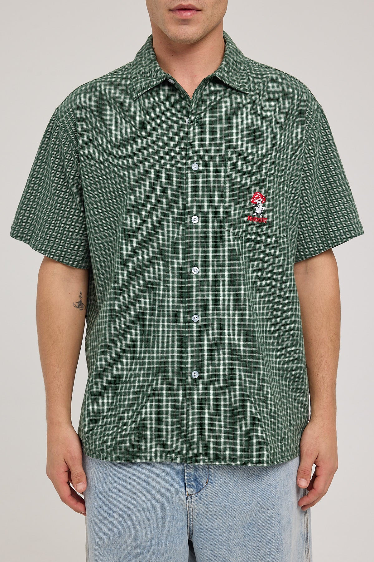 Worship Viper Check Shirt Hedge Green - Image 6