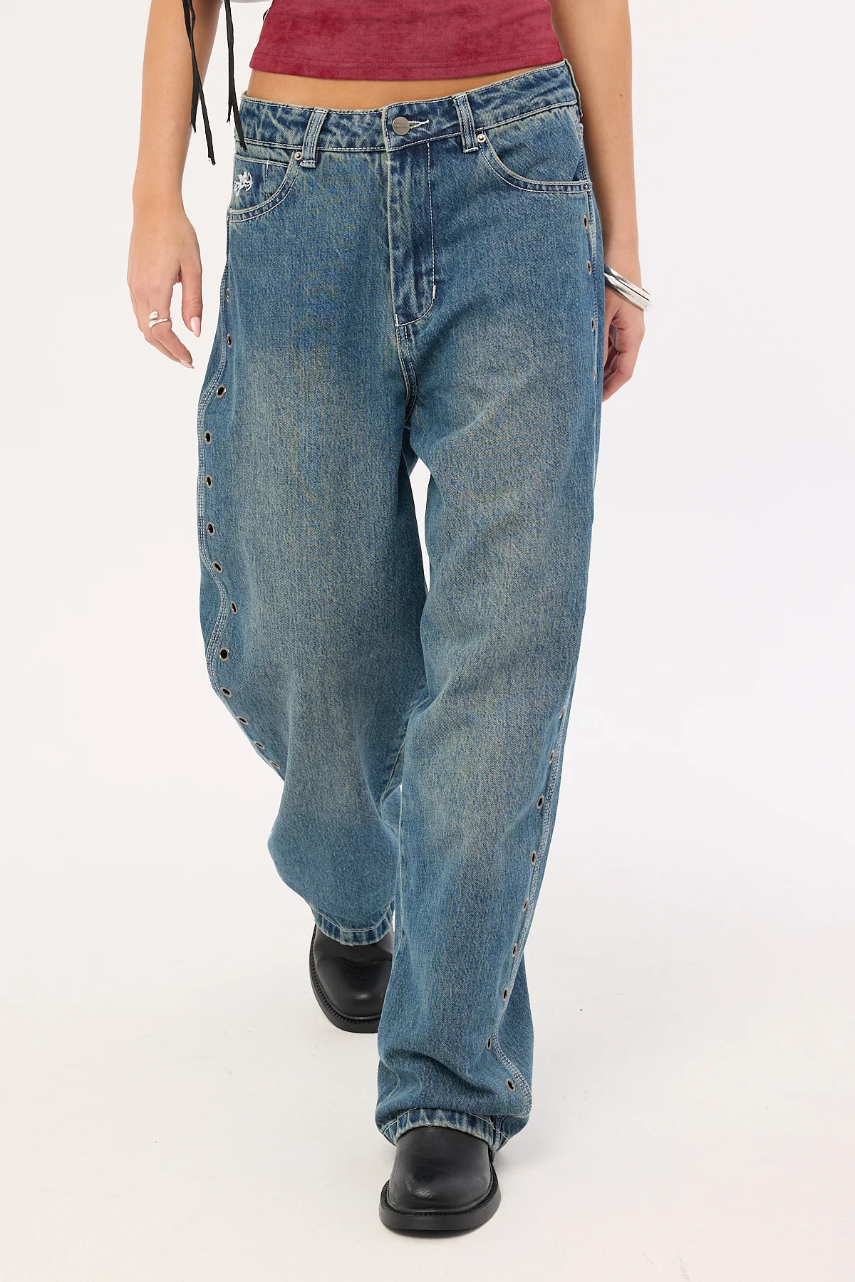 Worship Vortex Big Baggy Jean Dirty Mid Blue - Image 2